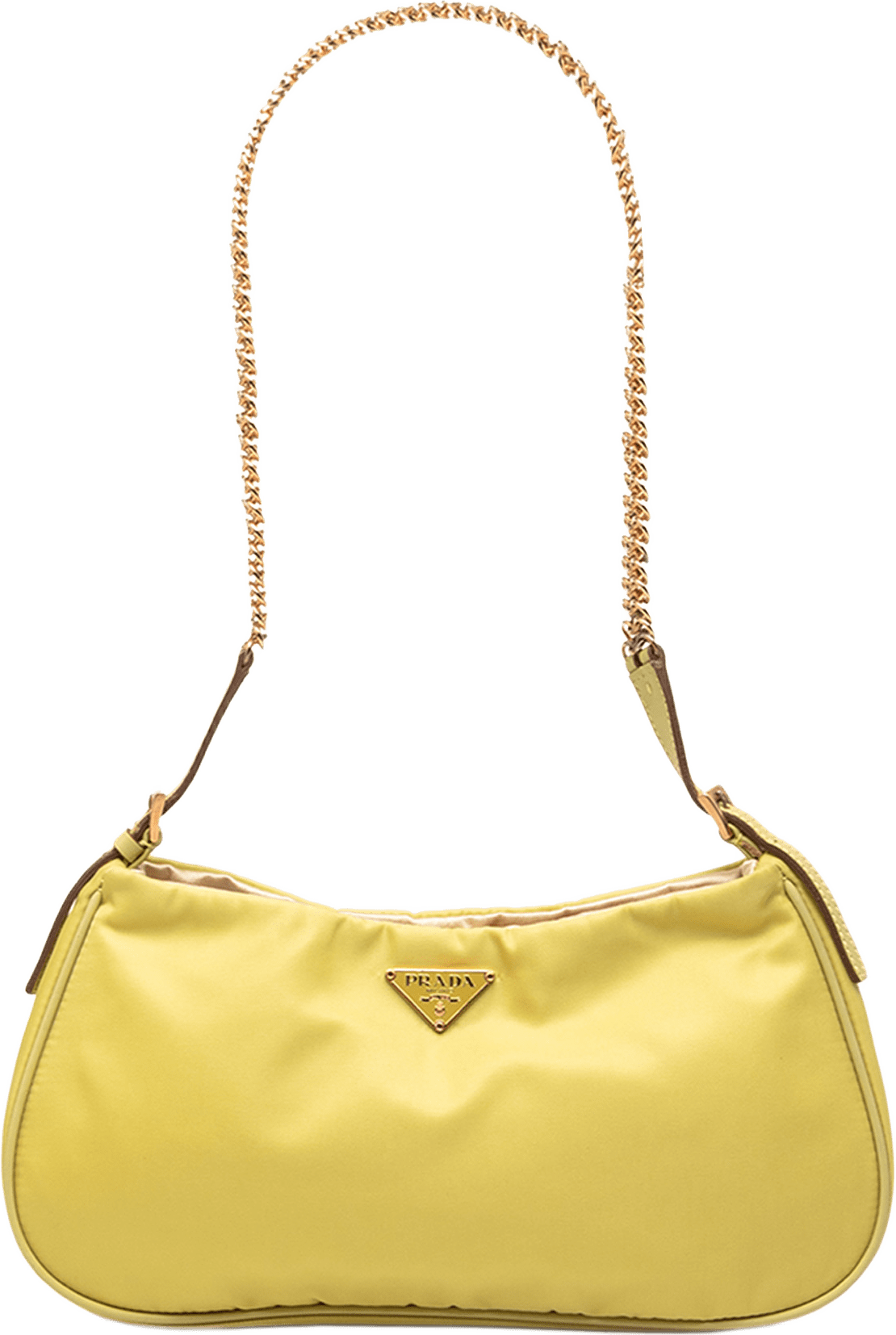 Prada Tessuto Chain Shoulder Bag, från Luxclusif, i färgen gul.