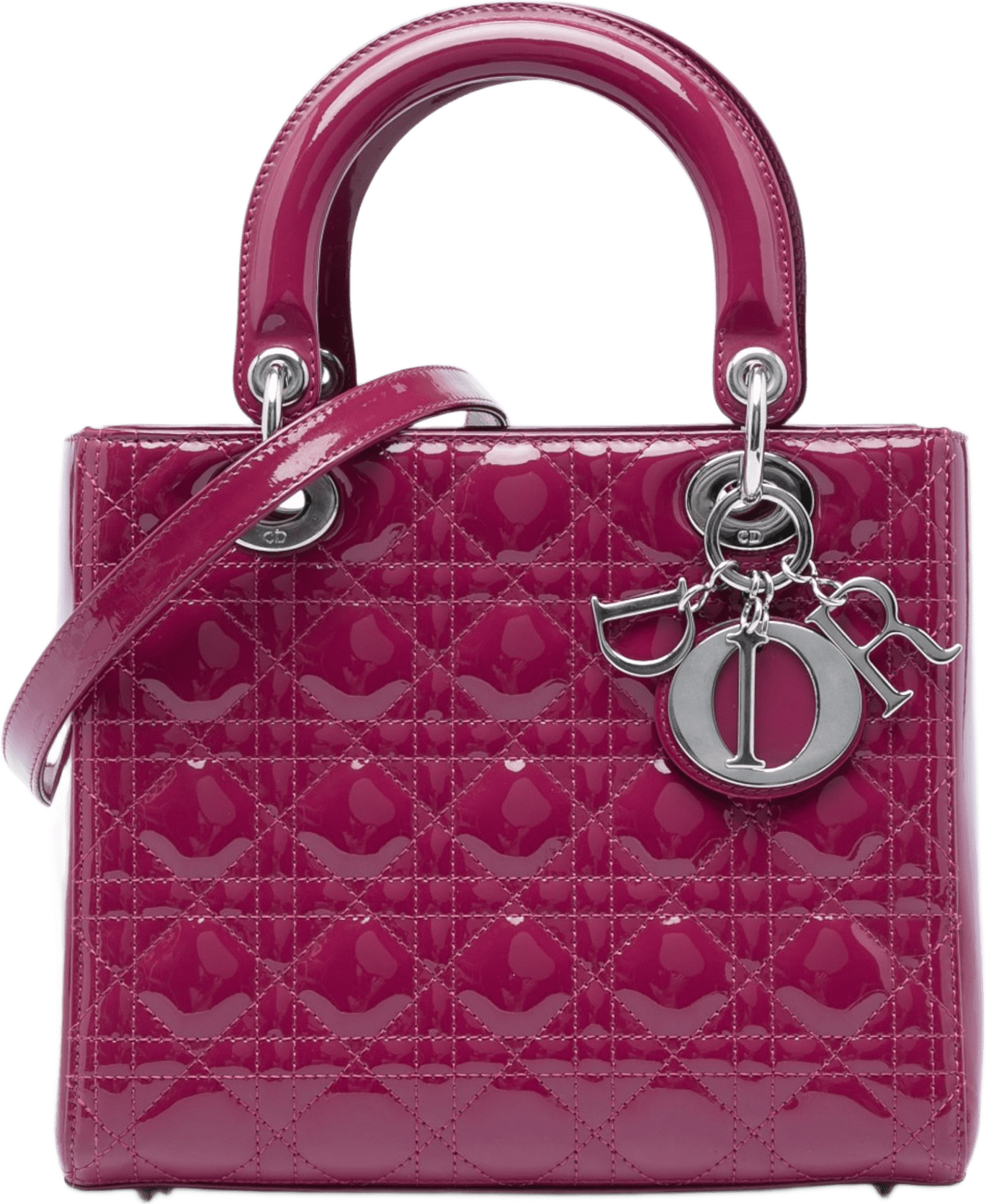 Dior Medium Patent Cannage Lady Dior, från Luxclusif, i färgen rosa.