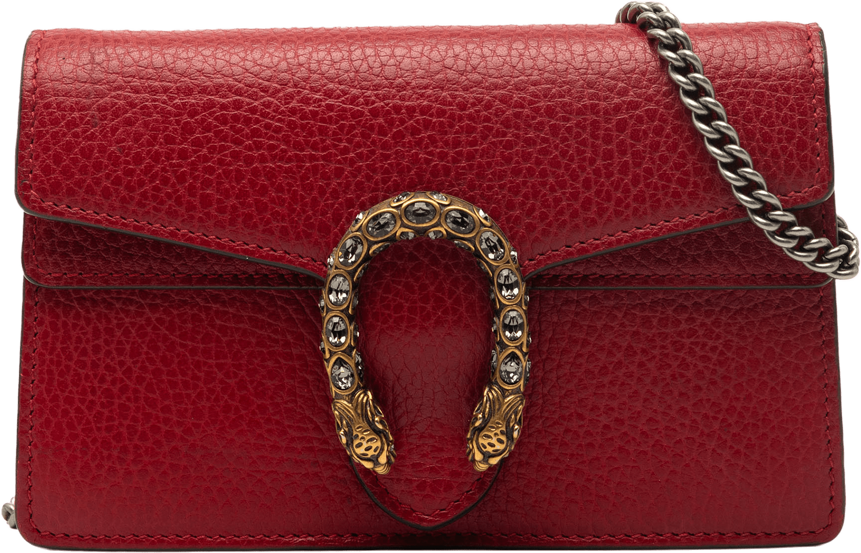 Gucci Mini Leather Dionysus Crossbody, från Luxclusif, i färgen red.
