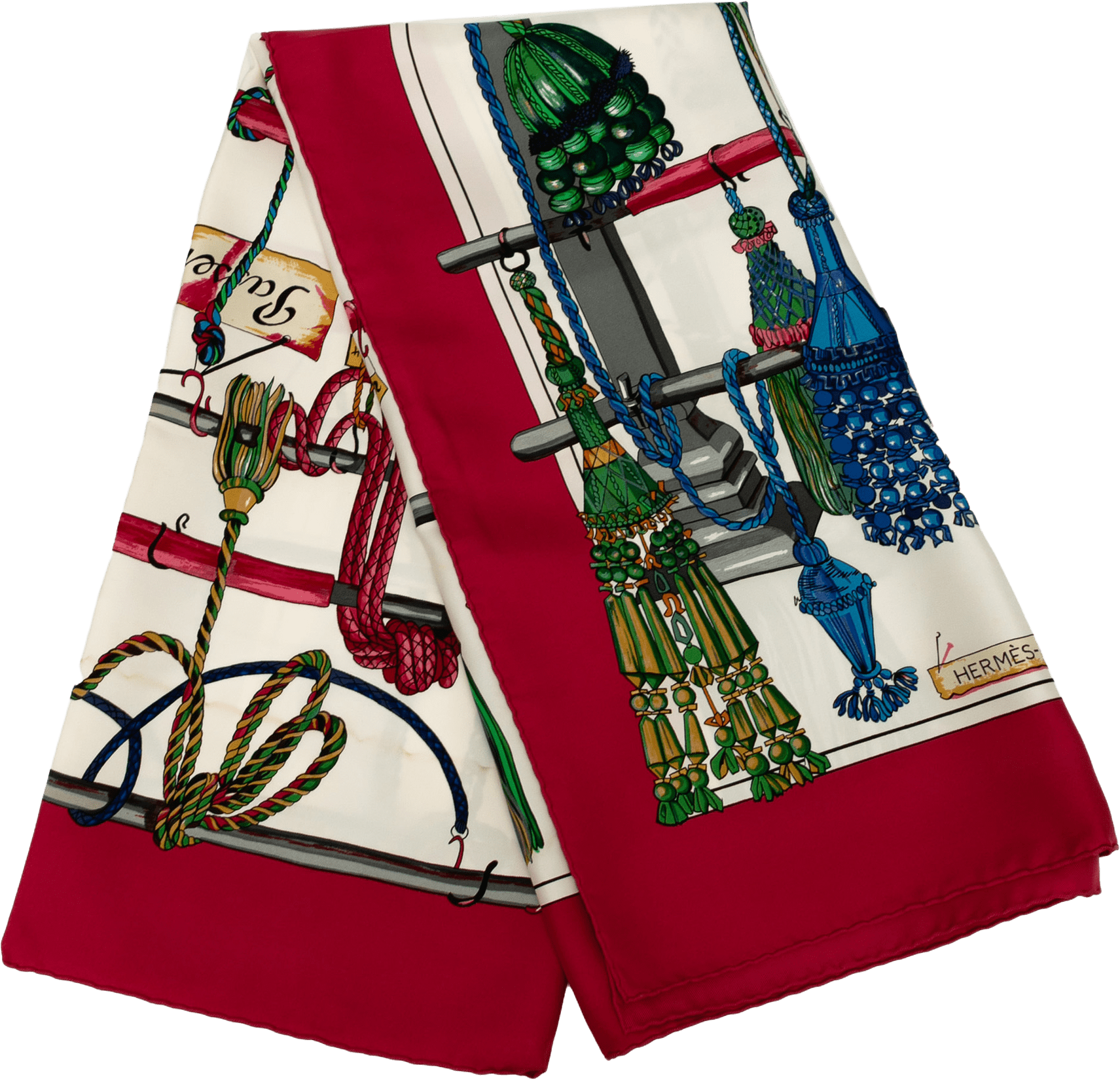 Hermès Passementerie Silk Scarf, från Luxclusif, i färgen red.