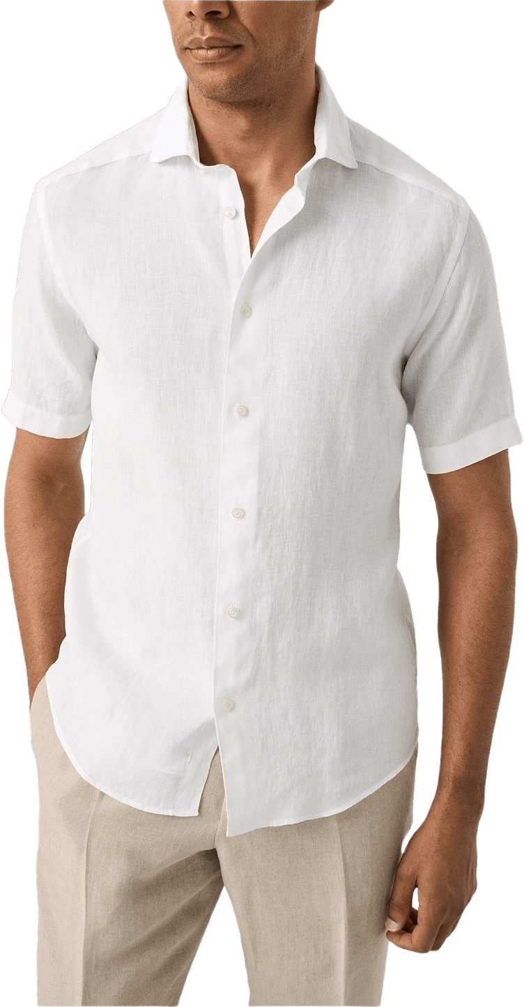 Kortärmad Linneskjorta, från Eton, i färgen white.