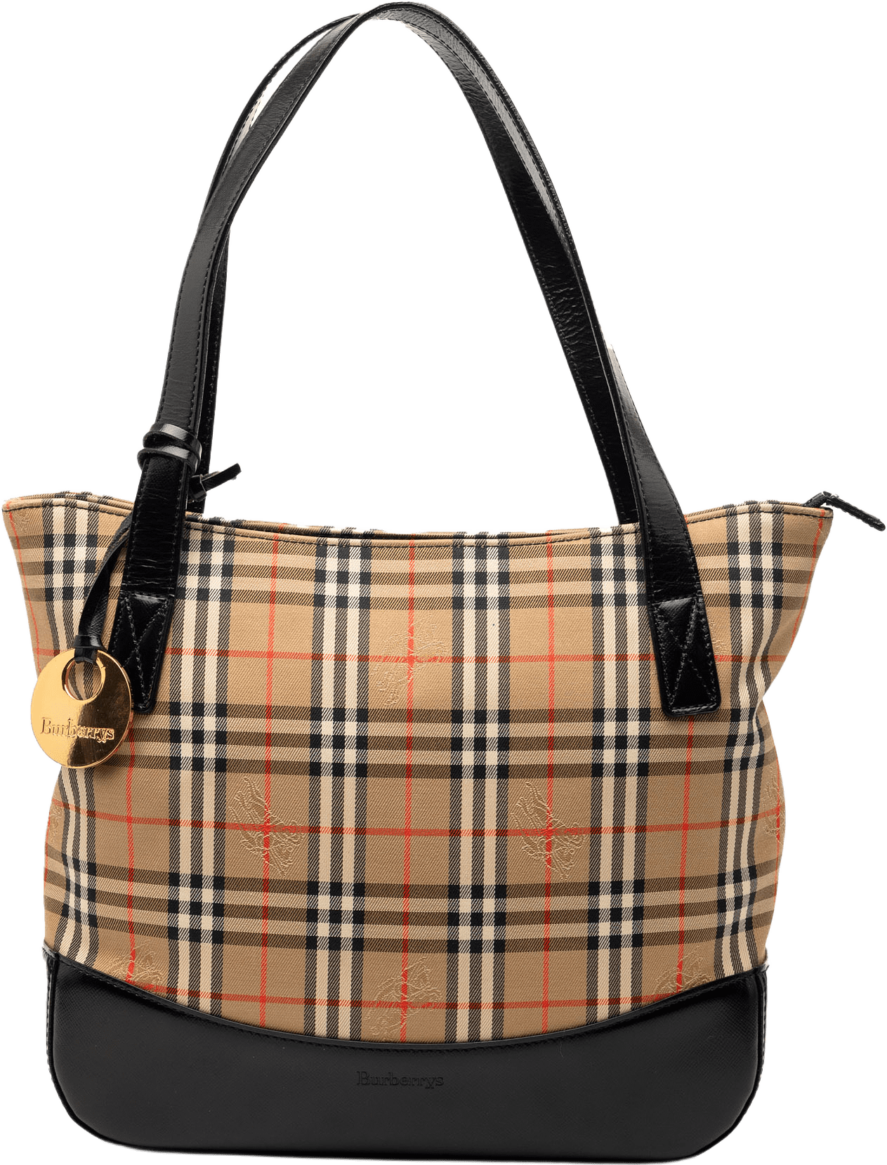 Burberry Haymarket Check Canvas Tote, från Luxclusif, i färgen beige.