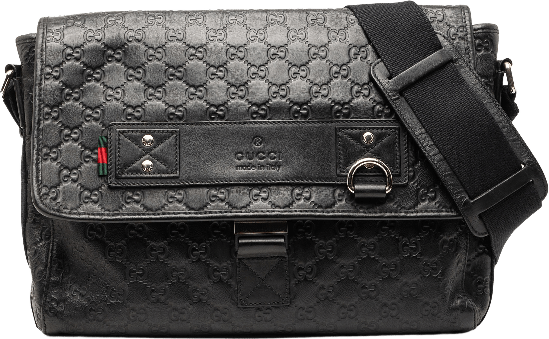 Gucci Guccissima Web Crossbody, från Luxclusif, i färgen black.