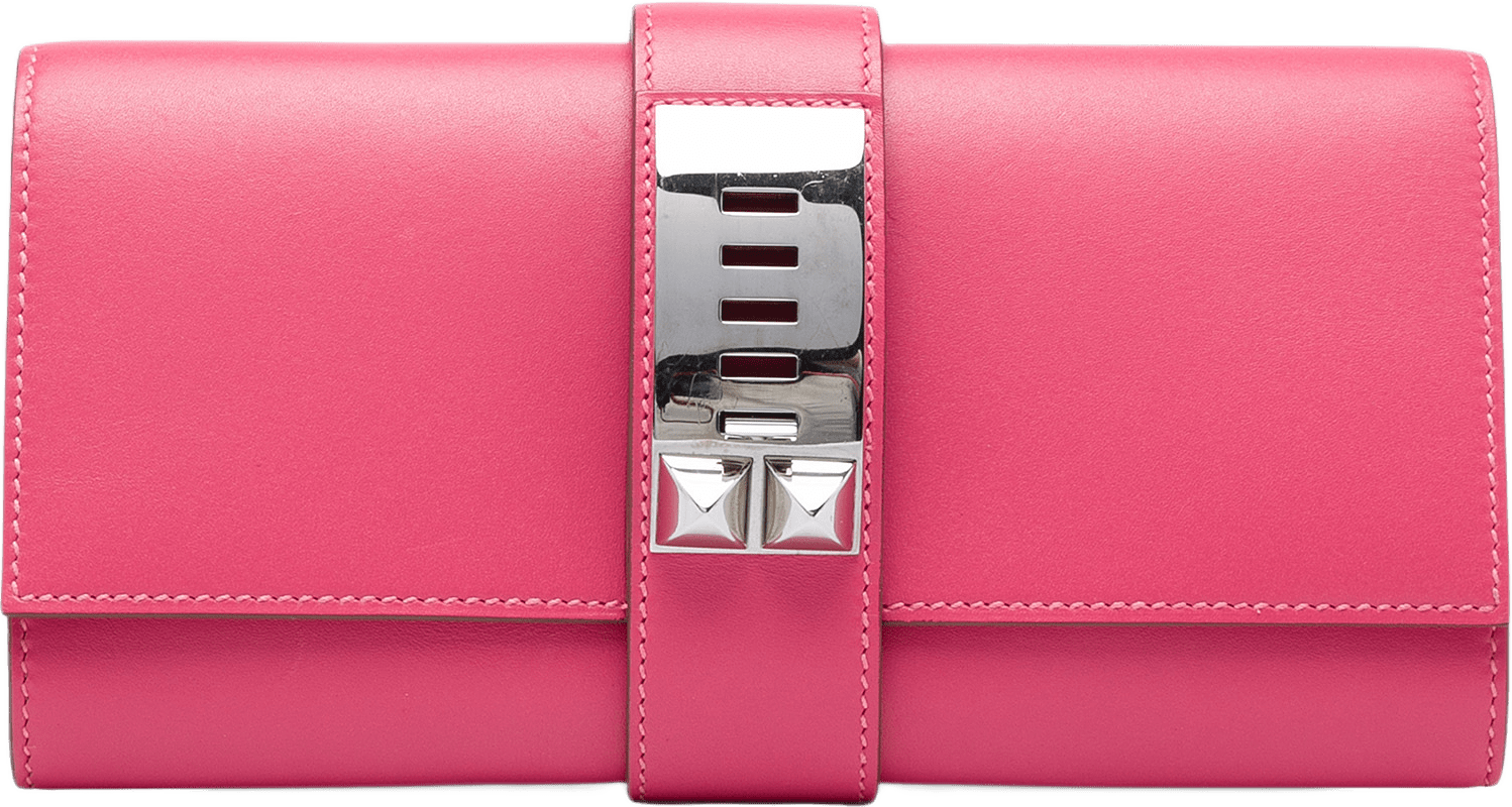 Hermès Tadelakt Medor Clutch 23, från Luxclusif, i färgen rosa.