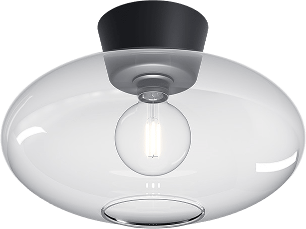 Plafond Bullo Xl Ø38, från Belid, i färgen mattsvart/klar glas.