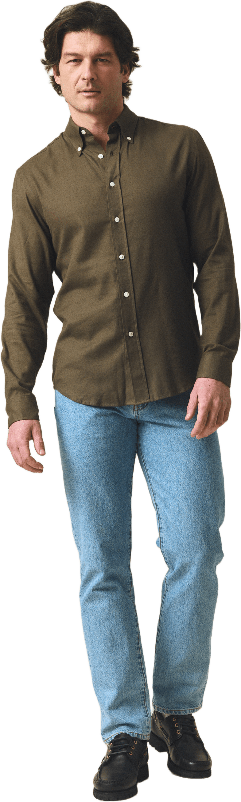 Casual Solid Flannel B.d Shirt, från Lexington, i färgen green.