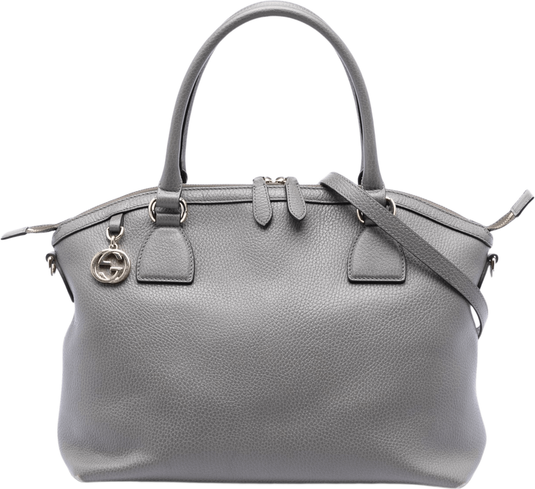 Gucci Medium Leather Gg Charm Dome Satchel, från Luxclusif, i färgen gray.