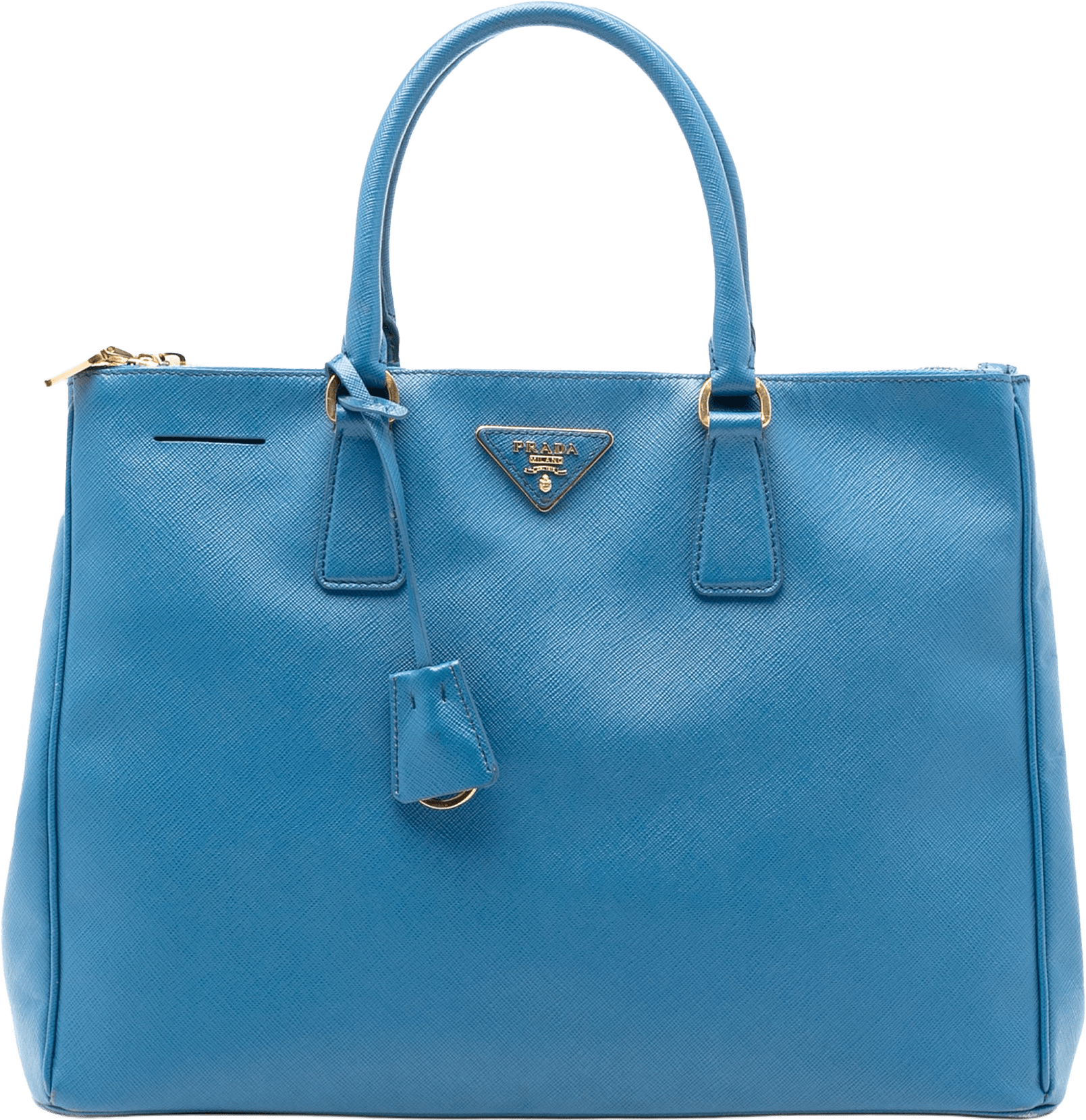 Prada Large Saffiano Lux Galleria Double Zip Satchel, från Luxclusif, i färgen light blue.