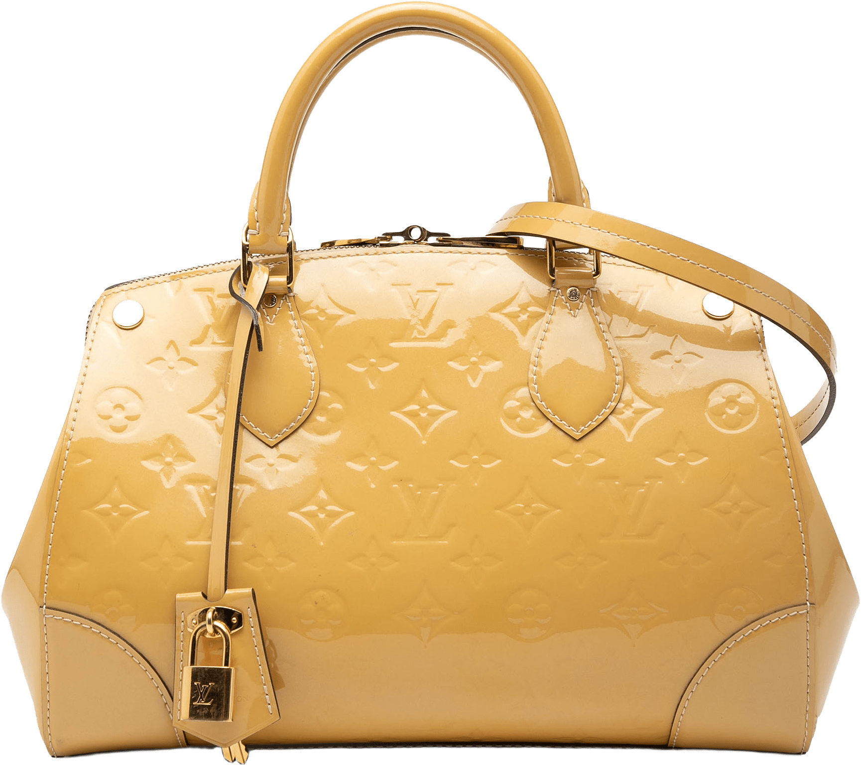 Louis Vuitton Monogram Vernis Santa Monica, från Luxclusif, i färgen beige.
