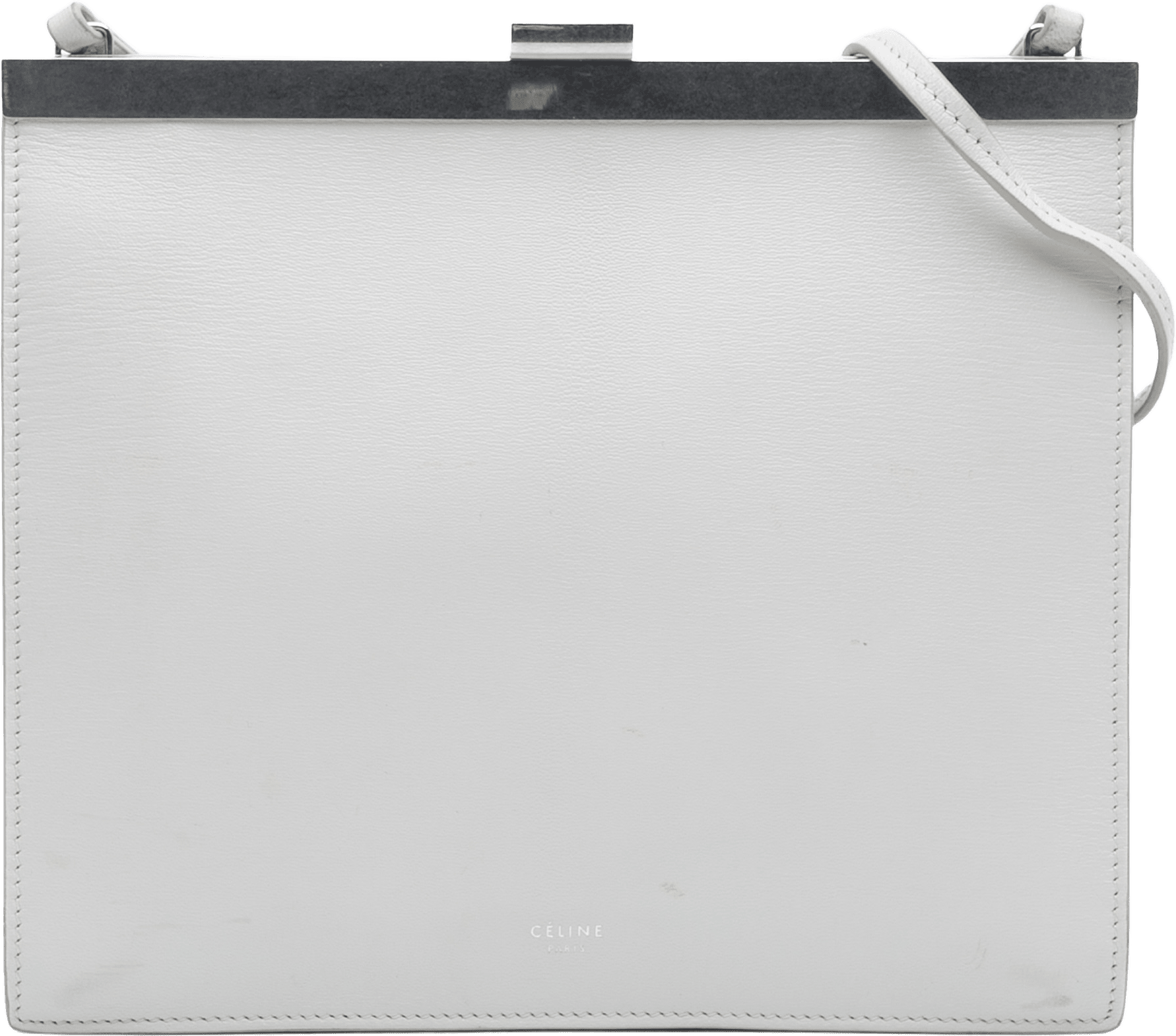 Celine Mini Leather Clasp Crossbody, från Luxclusif, i färgen white.