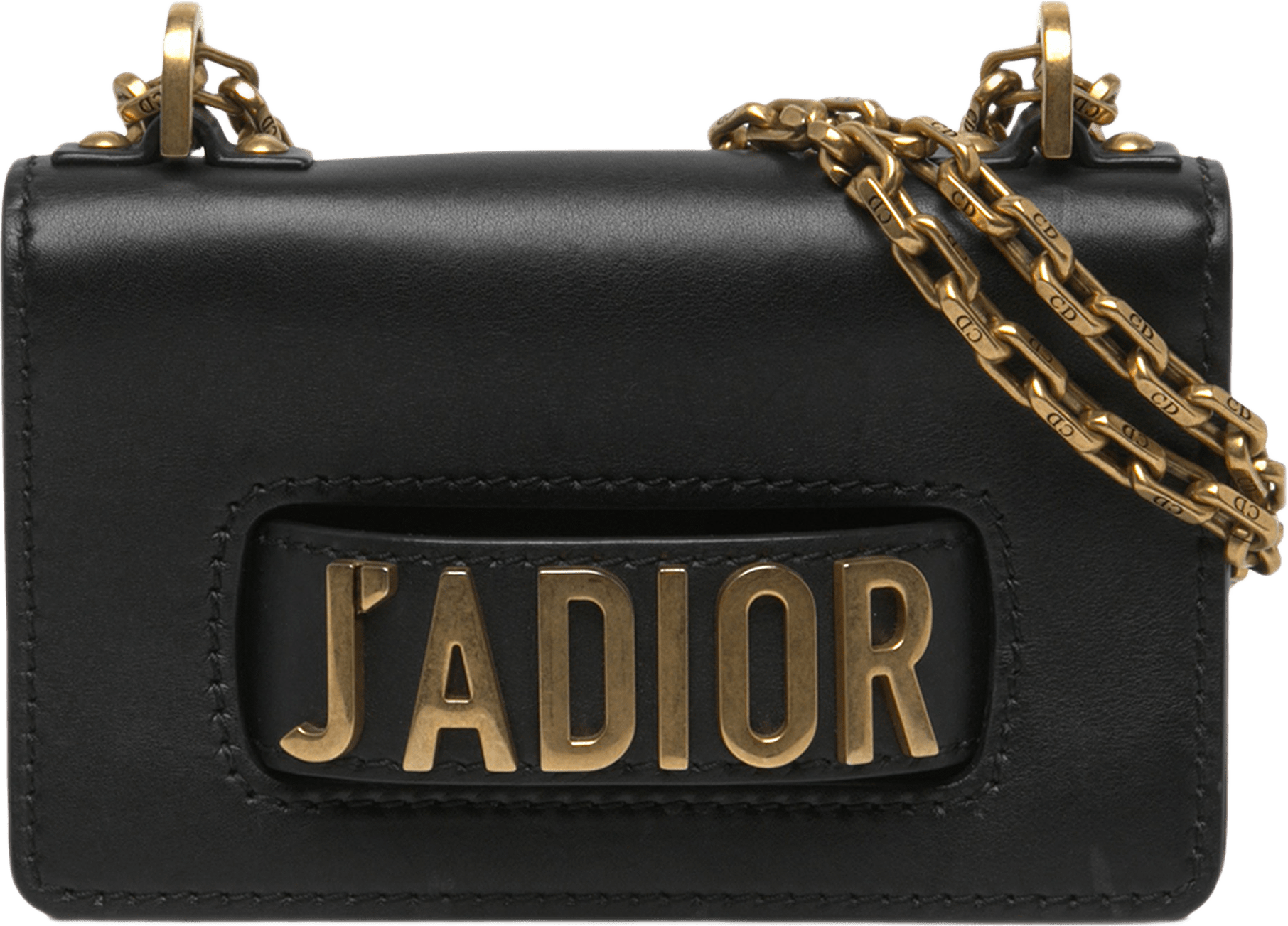 Dior Mini Calfskin J Adior Chain Flap, från Luxclusif, i färgen svart.