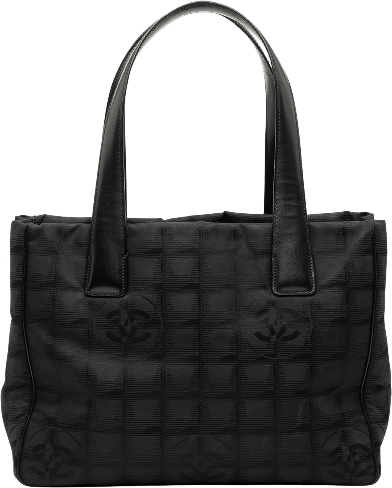 Chanel New Travel Line Nylon Tote, från Luxclusif, i färgen black.