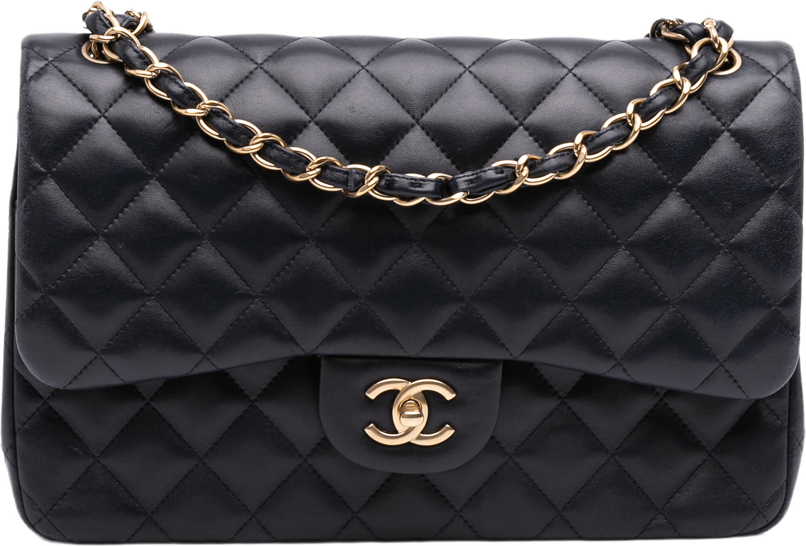 Chanel Jumbo Classic Lambskin Double Flap, från Luxclusif, i färgen svart.