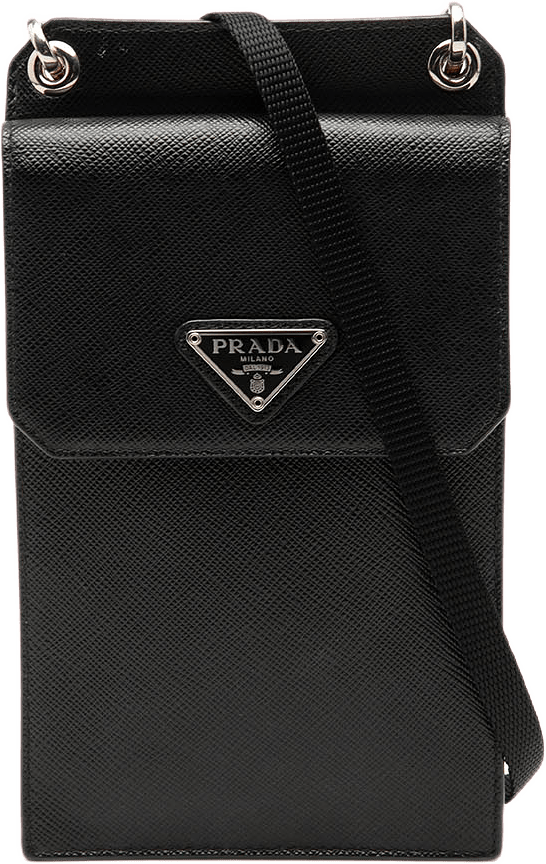 Prada Saffiano Smartphone Case, från Luxclusif, i färgen svart.