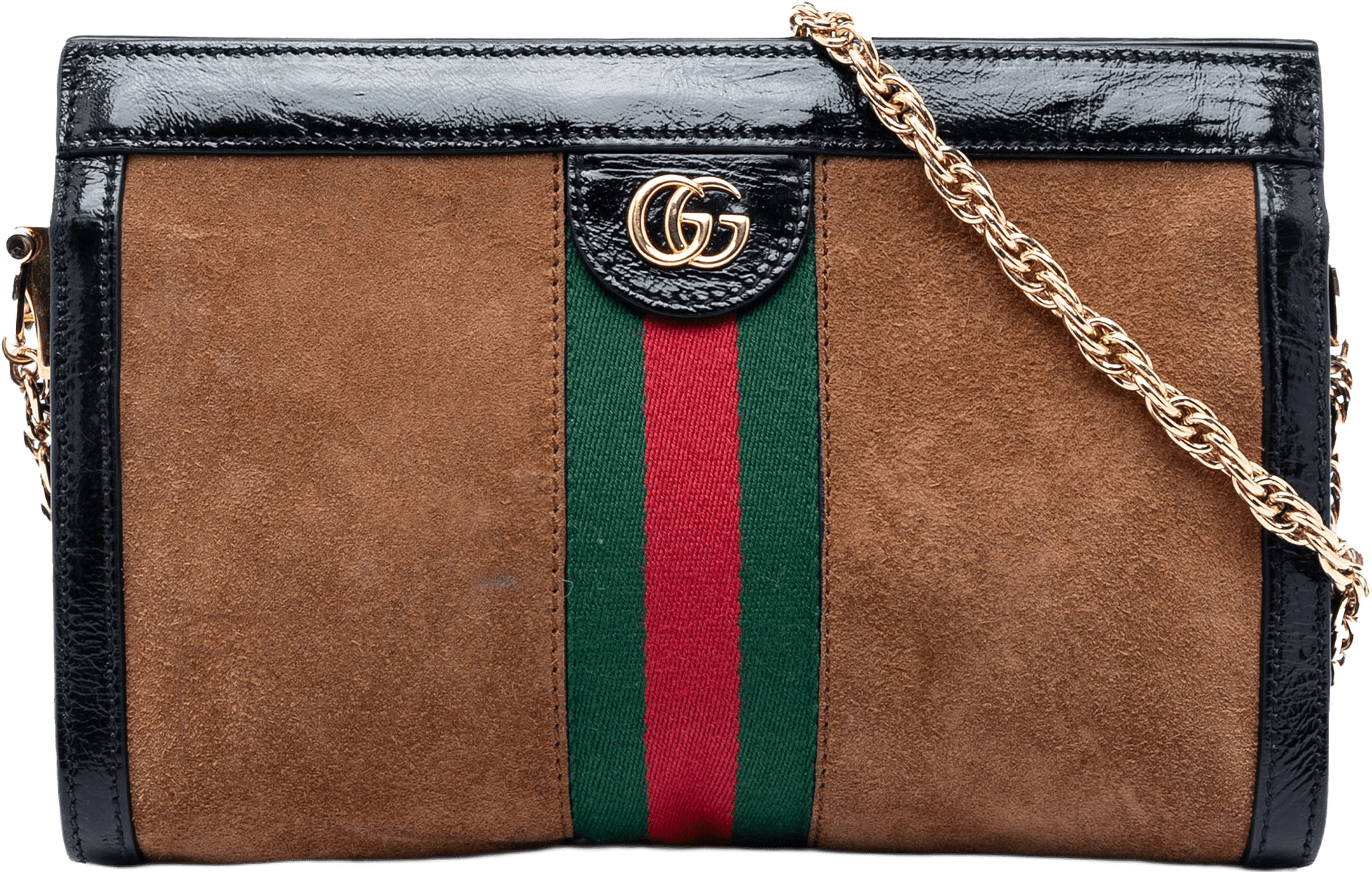 Gucci Small Suede Web Ophidia Chain Crossbody, från Luxclusif, i färgen brown.