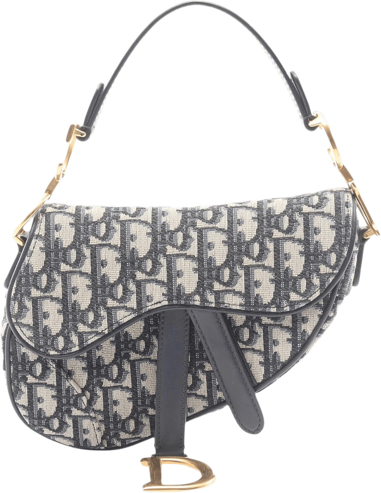 Dior Mini Oblique Canvas Saddle Bag, från Luxclusif, i färgen navy.