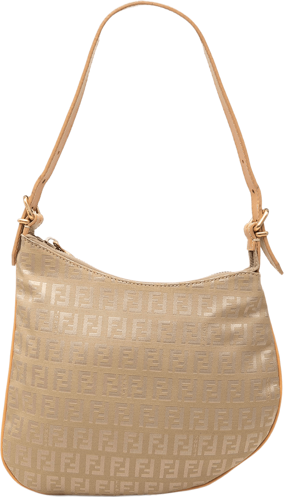 Fendi Zucchino Canvas Oyster Shoulder Bag, från Luxclusif, i färgen beige.