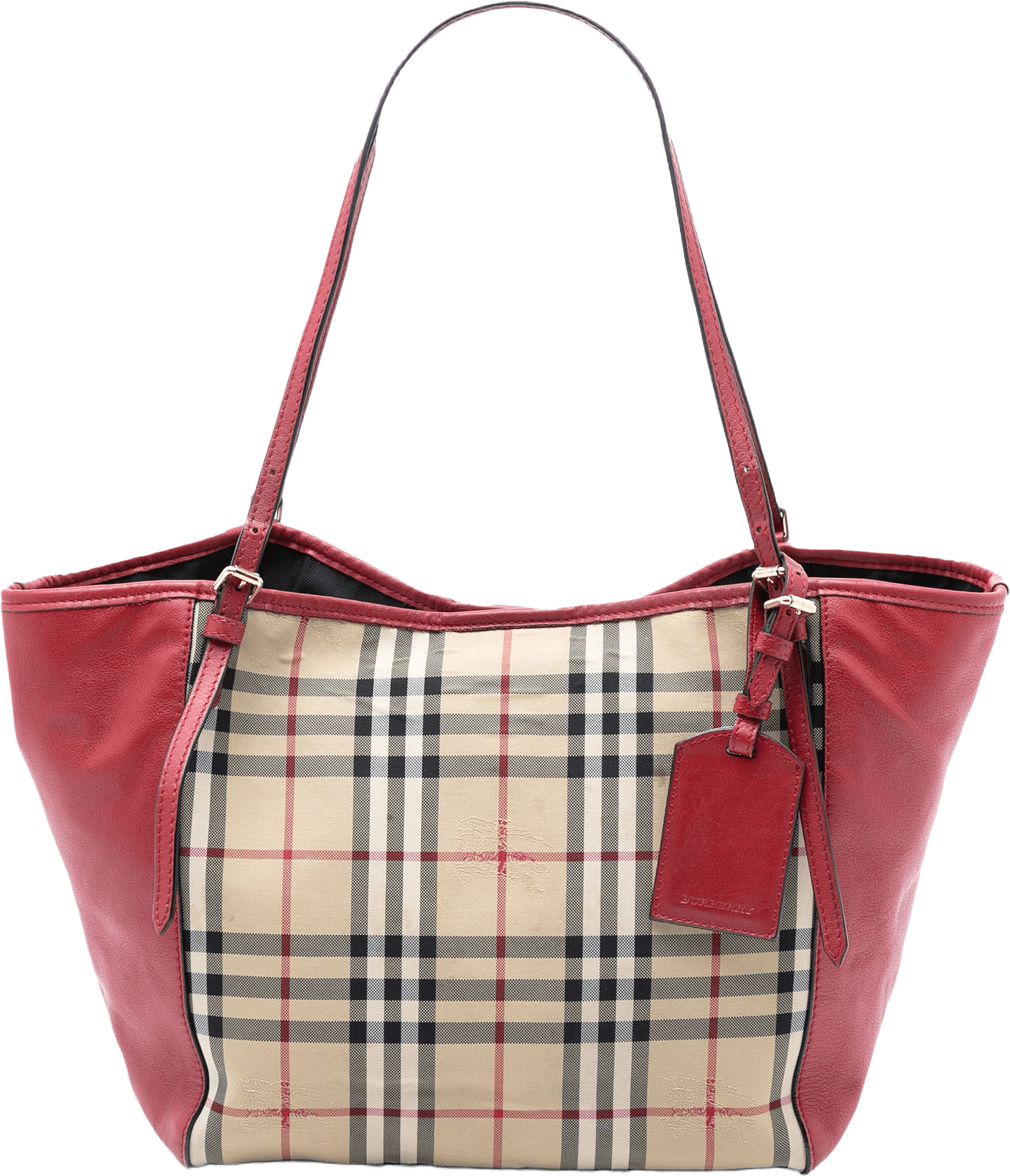 Burberry Small Haymarket Check Canvas And Leather Canterbury Tote, från Luxclusif, i färgen beige.