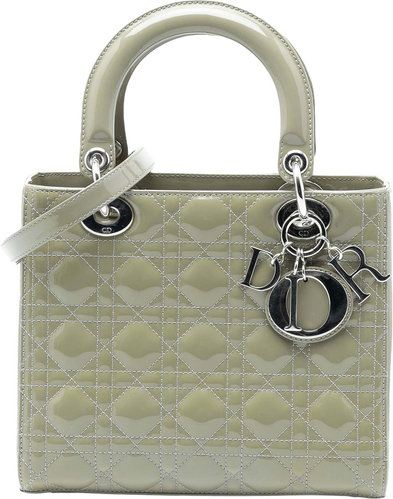 Dior Medium Patent Cannage Lady Dior, från Luxclusif, i färgen mint.