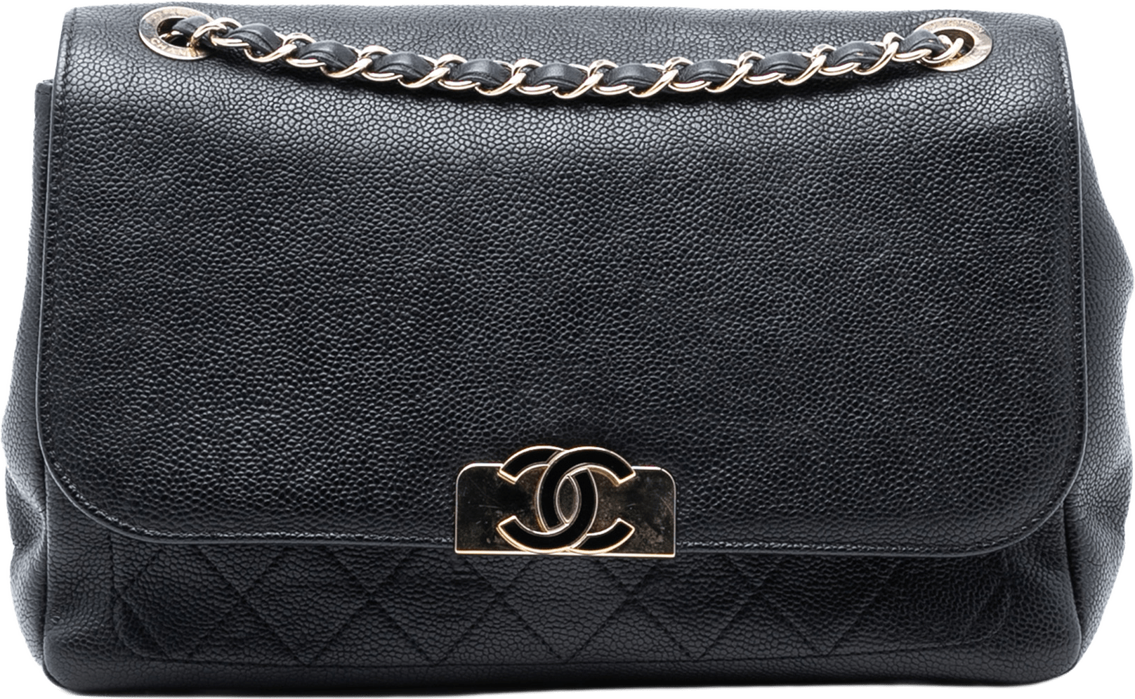 Chanel Quilted Caviar Cc Plate Flap Pocket Shoulder Bag, från Luxclusif, i färgen black.