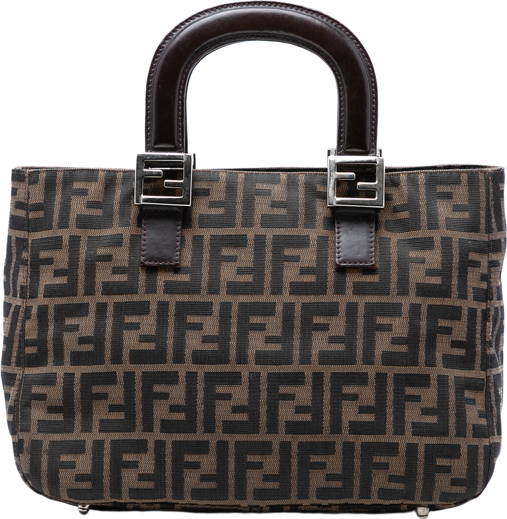 Fendi Small Zucca Canvas Twins Tote, från Luxclusif, i färgen brown.