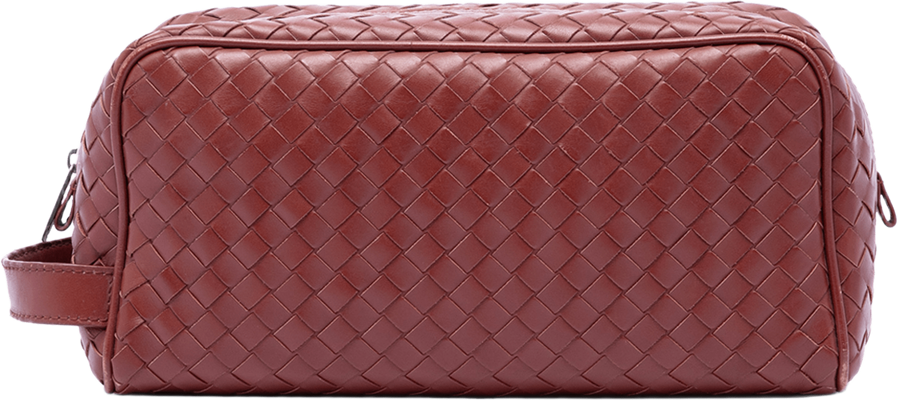 Bottega Veneta Nappa Intrecciato Travel Pouch, från Luxclusif, i färgen röd.