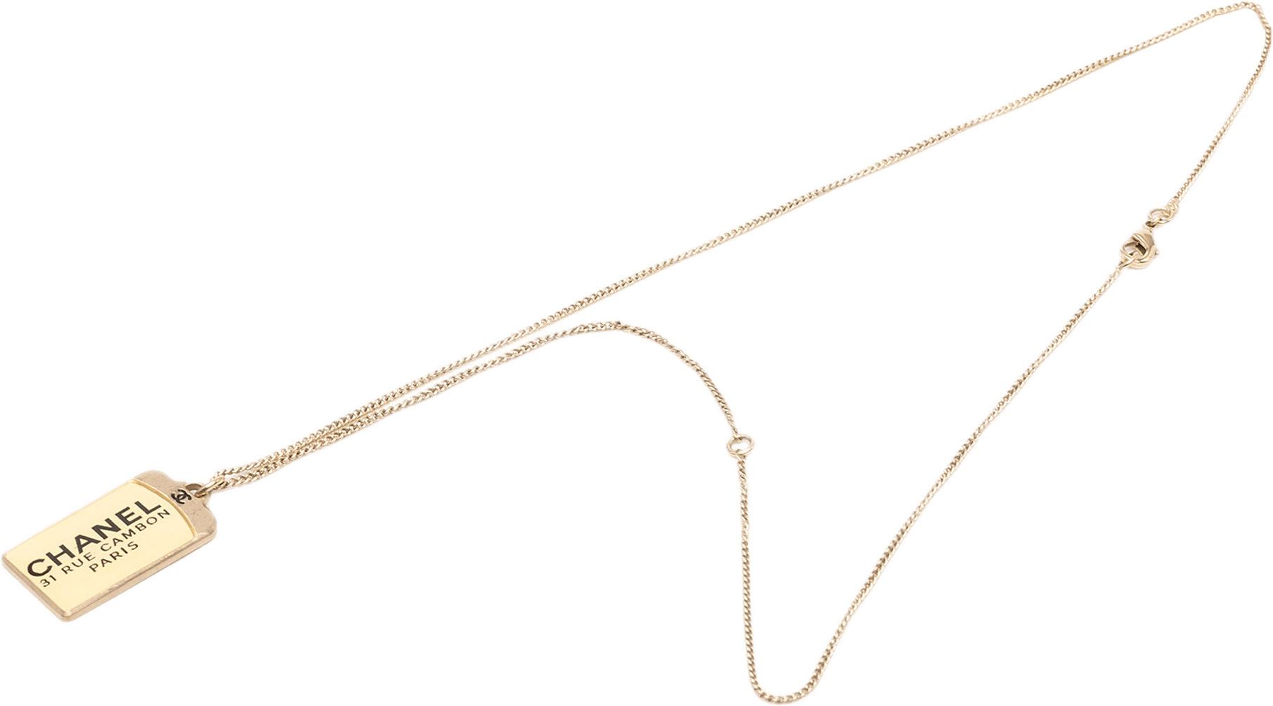 Chanel Cc Gold Plated 31 Rue Cambon Dog Tag Pendant Necklace, från Luxclusif, i färgen gold.