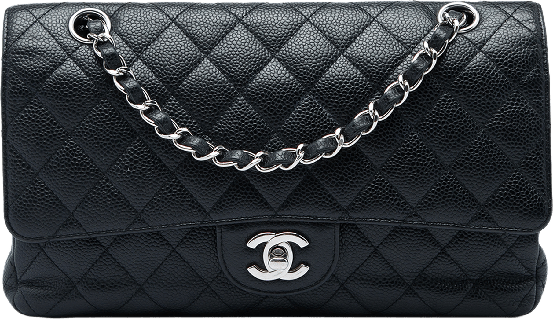 Chanel Medium Classic Caviar Double Flap, från Luxclusif, i färgen svart.