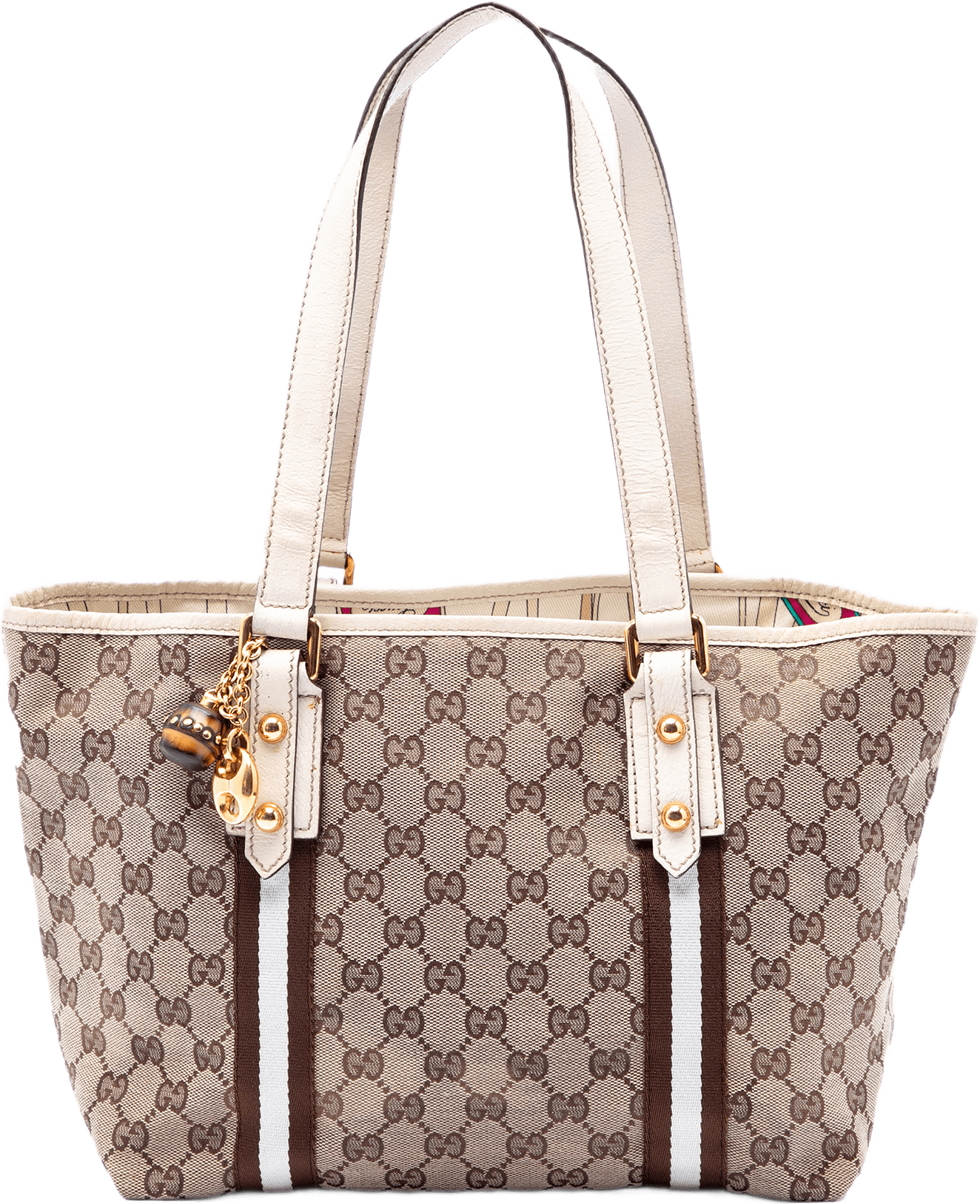 Gucci Gg Canvas Web Jolicoeur Tote, från Luxclusif, i färgen beige.