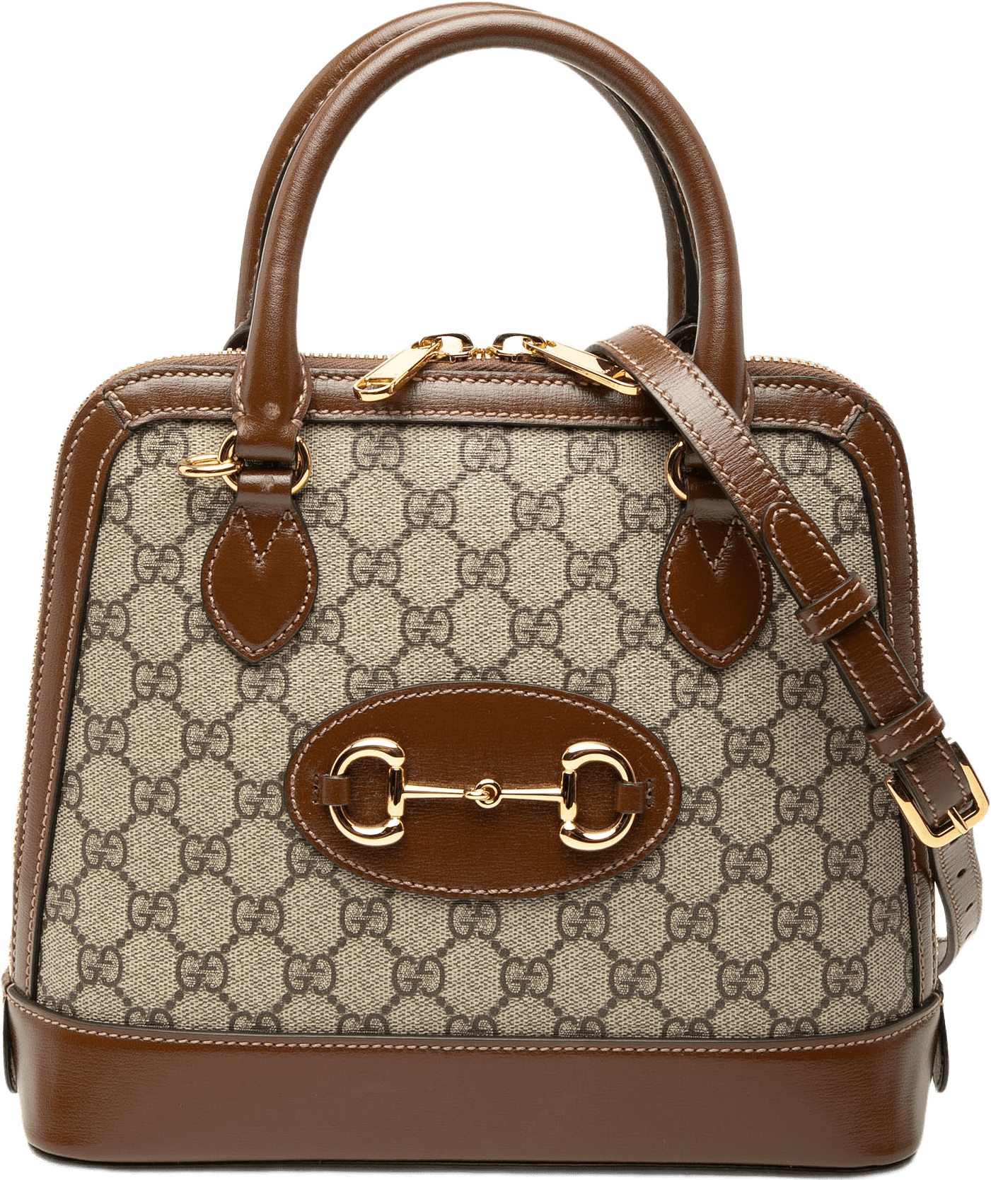 Gucci Small Gg Supreme Horsebit 1955 Satchel, från Luxclusif, i färgen beige.
