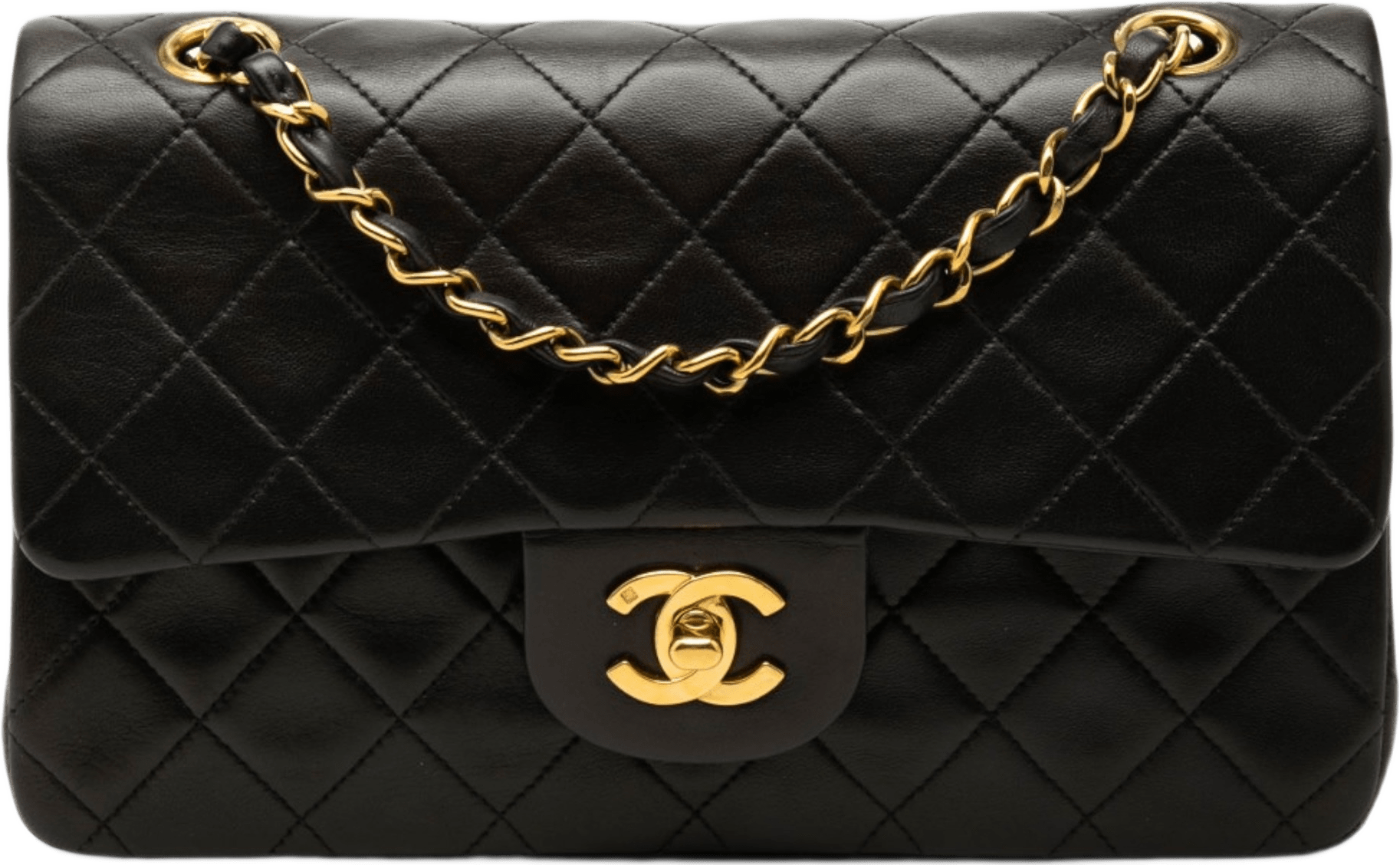 Chanel Small Classic Lambskin Double Flap, från Luxclusif, i färgen black.