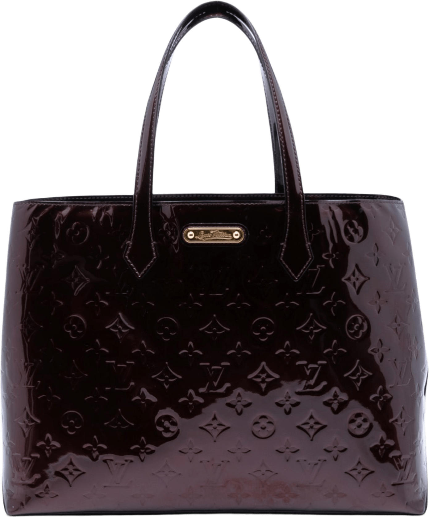 Louis Vuitton Monogram Vernis Wilshire Gm, från Luxclusif, i färgen purple.