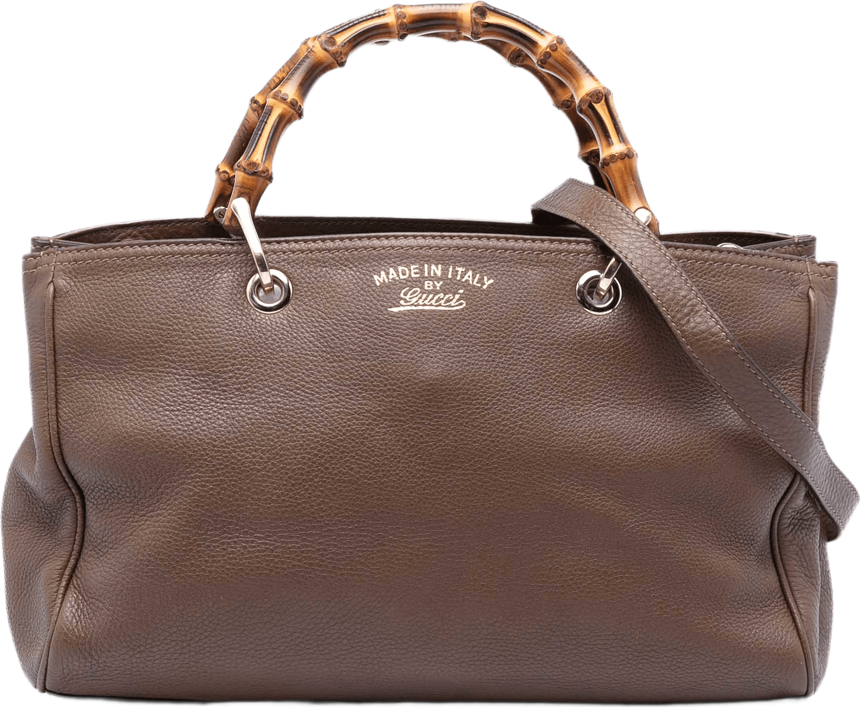 Gucci Medium Calfskin Bamboo Shopper Satchel, från Luxclusif, i färgen brown.