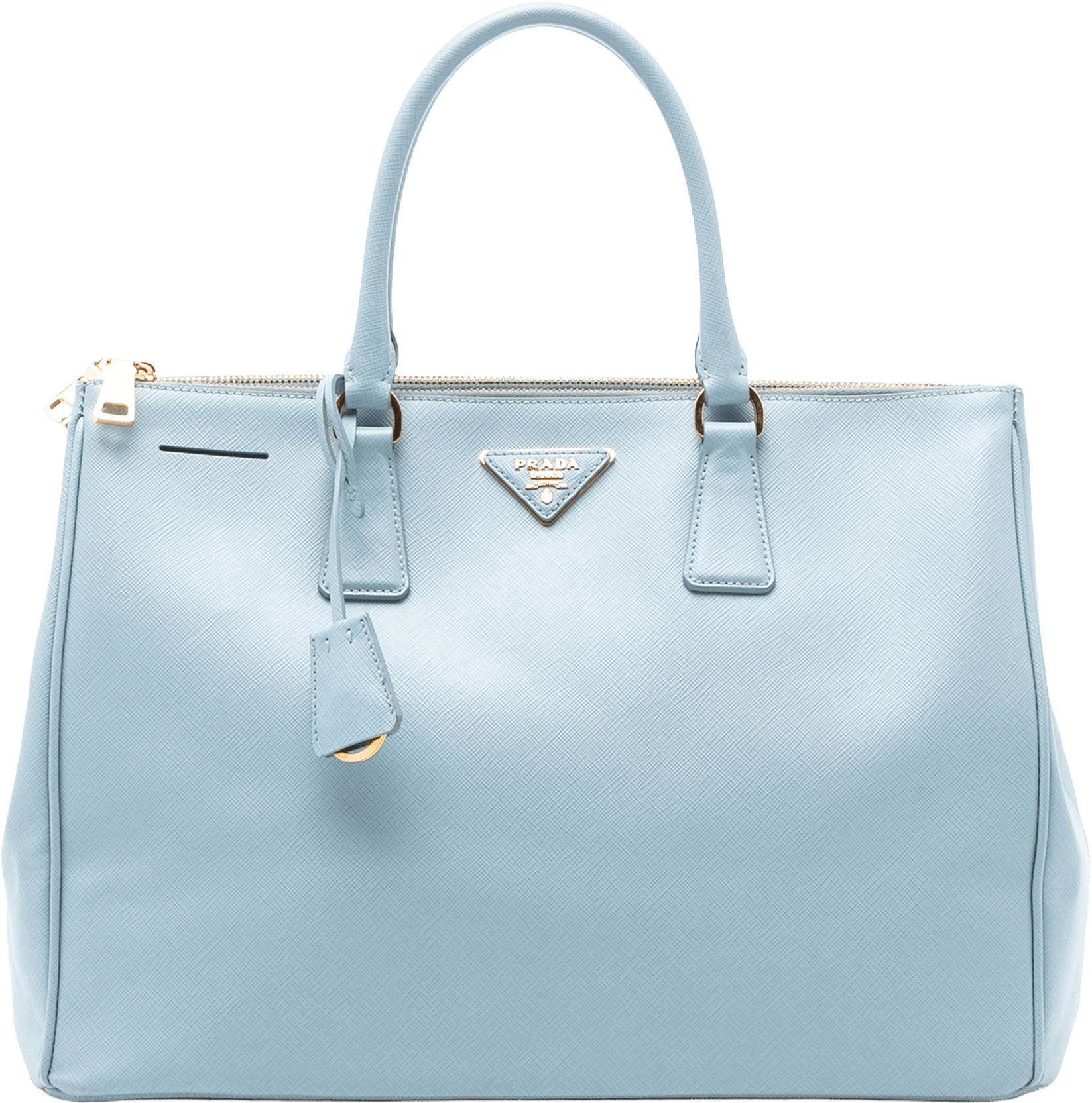 Prada Large Saffiano Lux Galleria Double Zip Satchel, från Luxclusif, i färgen light blue.