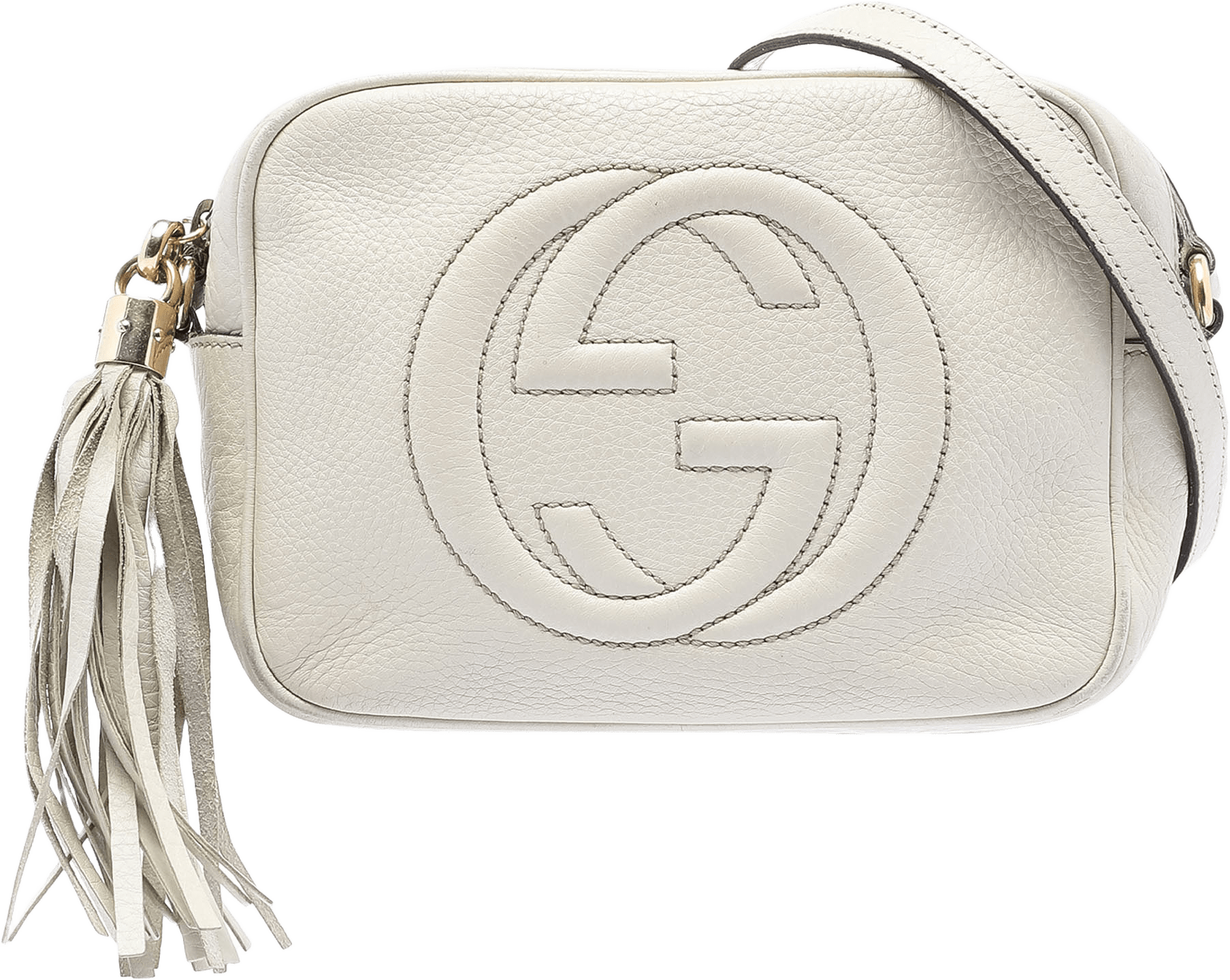 Gucci Leather Soho Disco Crossbody, från Luxclusif, i färgen white.