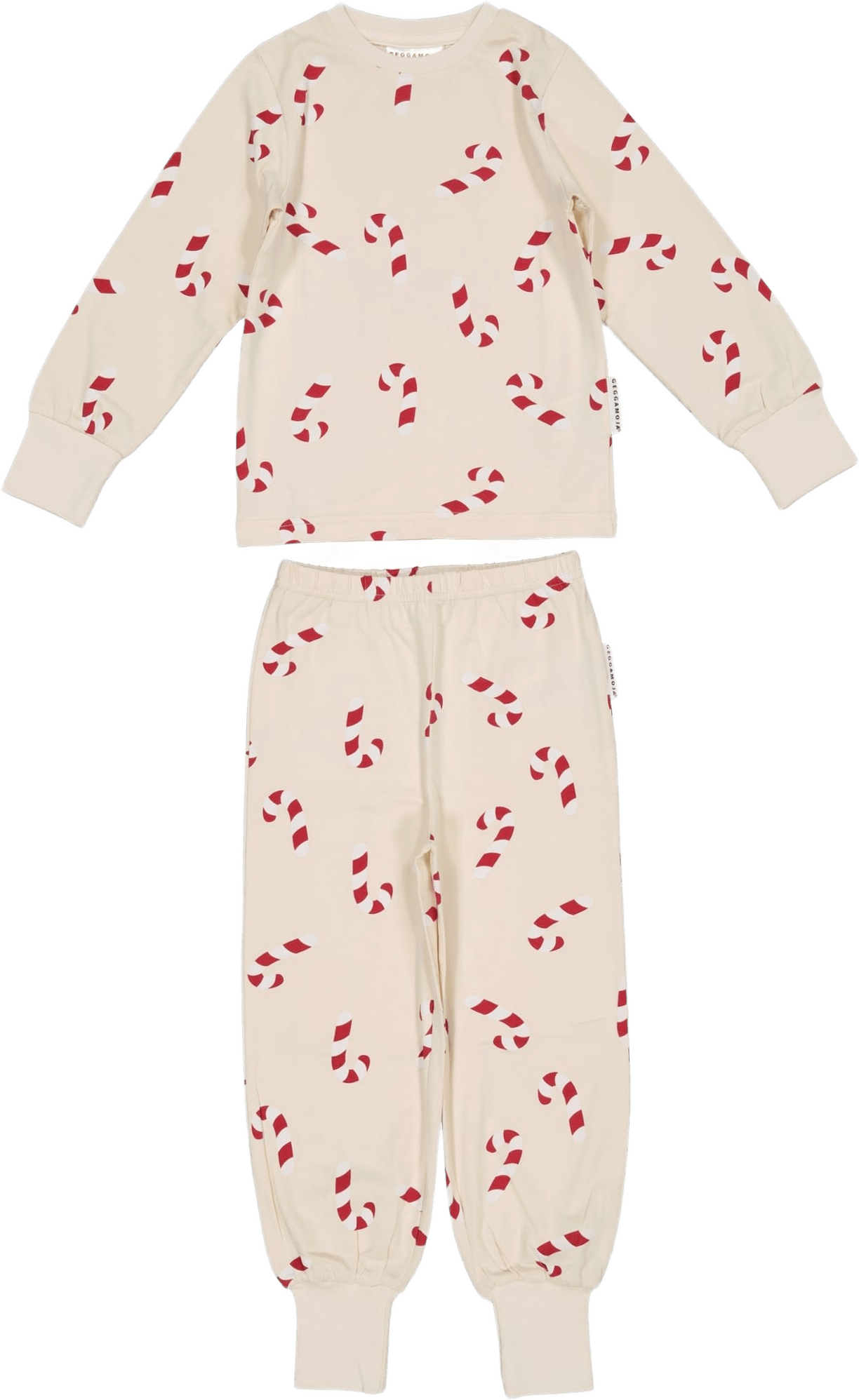 Tvådelad Pyjamas Polkagriskäppar, från Geggamoja, i färgen beige.