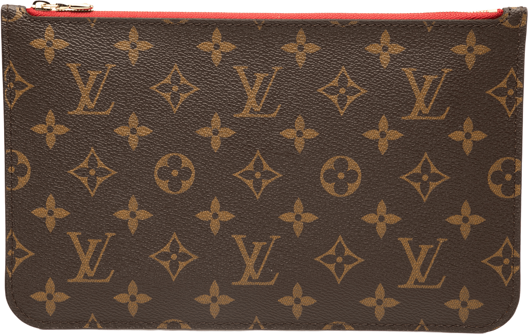 Louis Vuitton Monogram Neverfull Pouch, från Luxclusif, i färgen brown.