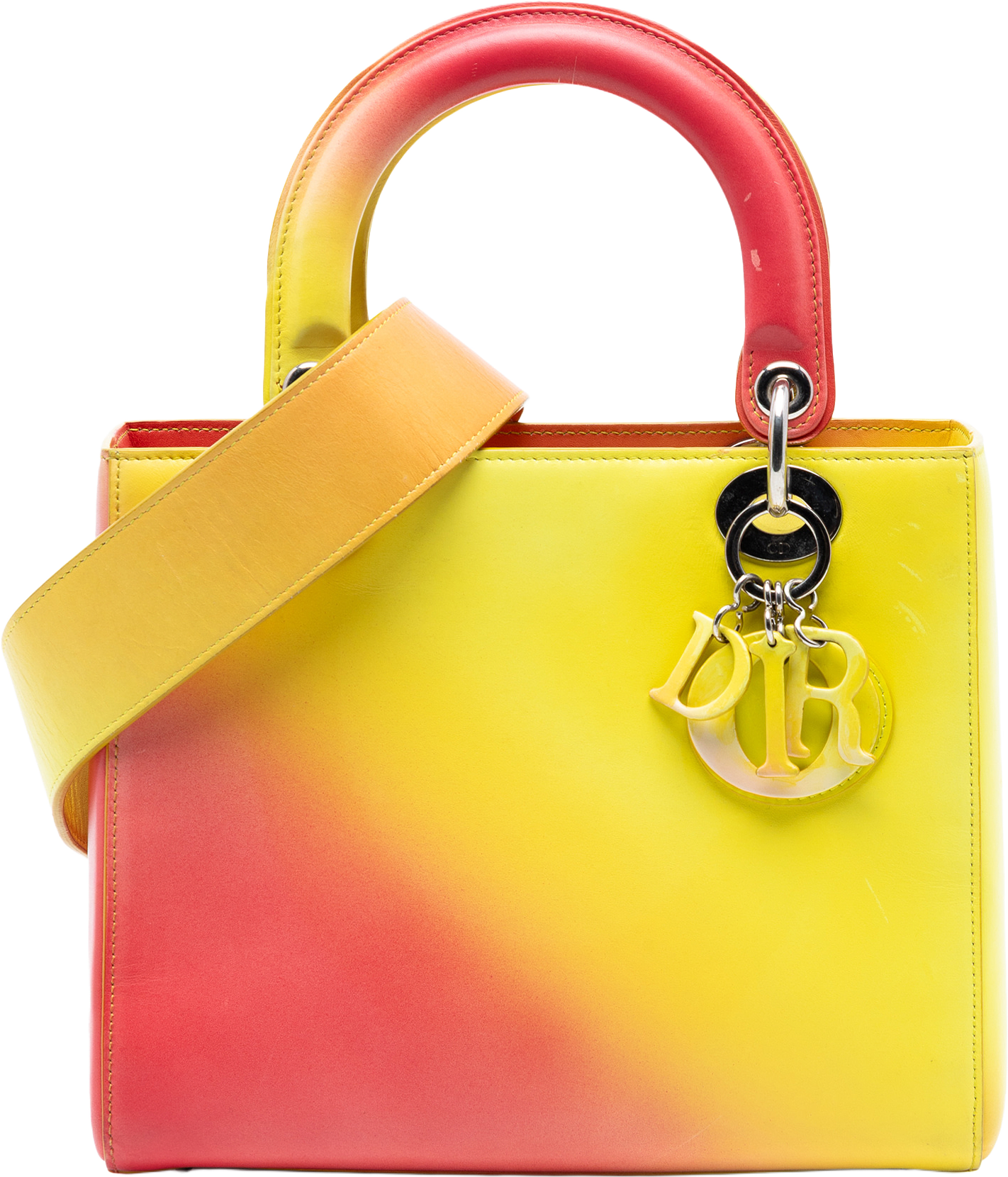 Dior Medium Ombre Calfskin Lady Dior, från Luxclusif, i färgen yellow.