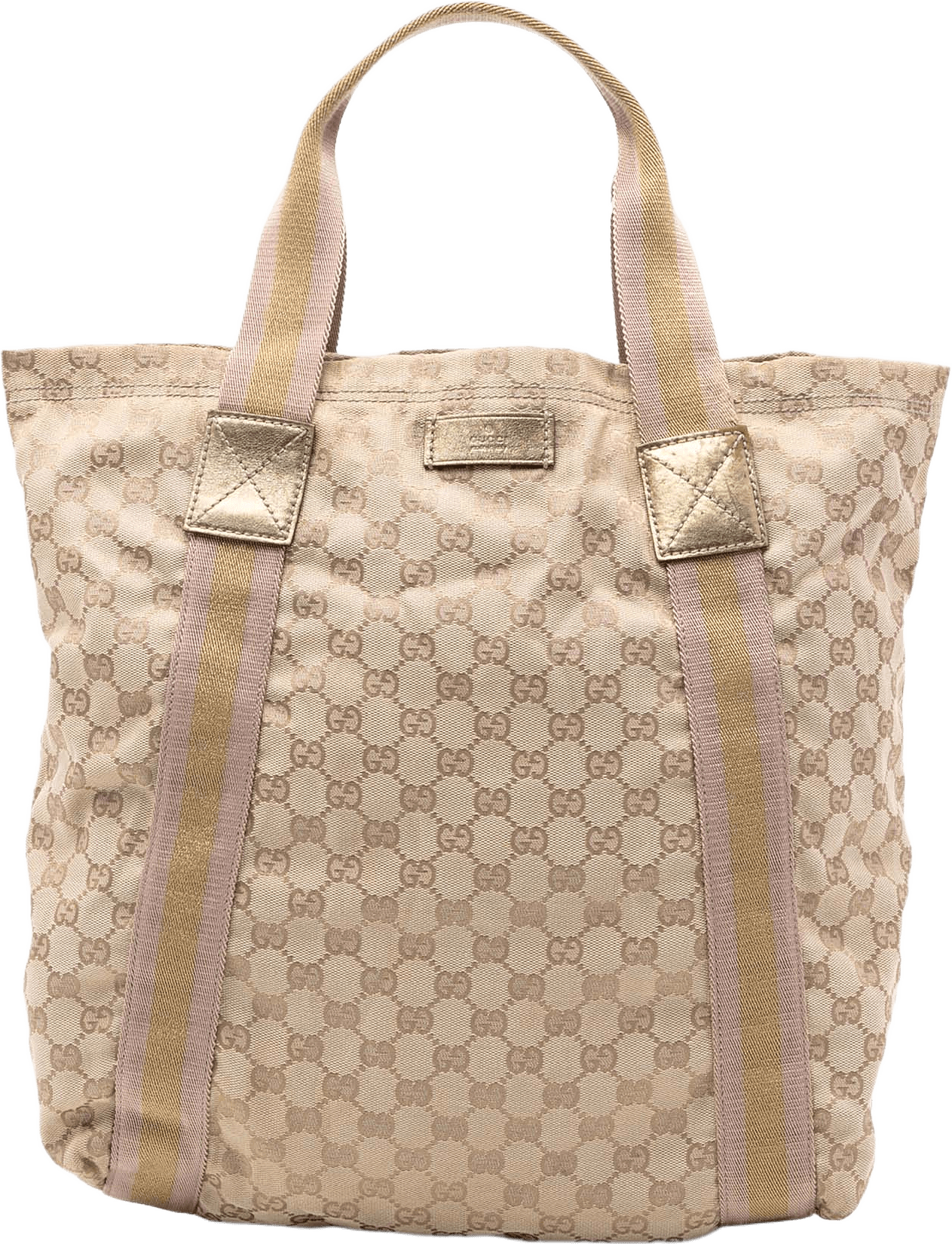 Gucci Gg Canvas Web Tote, från Luxclusif, i färgen beige.