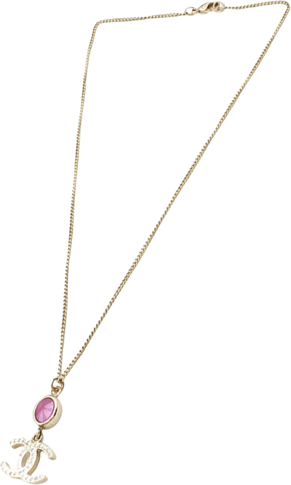 Chanel Cc Gold Plated Rhinestone Pendant Necklace, från Luxclusif, i färgen gold.