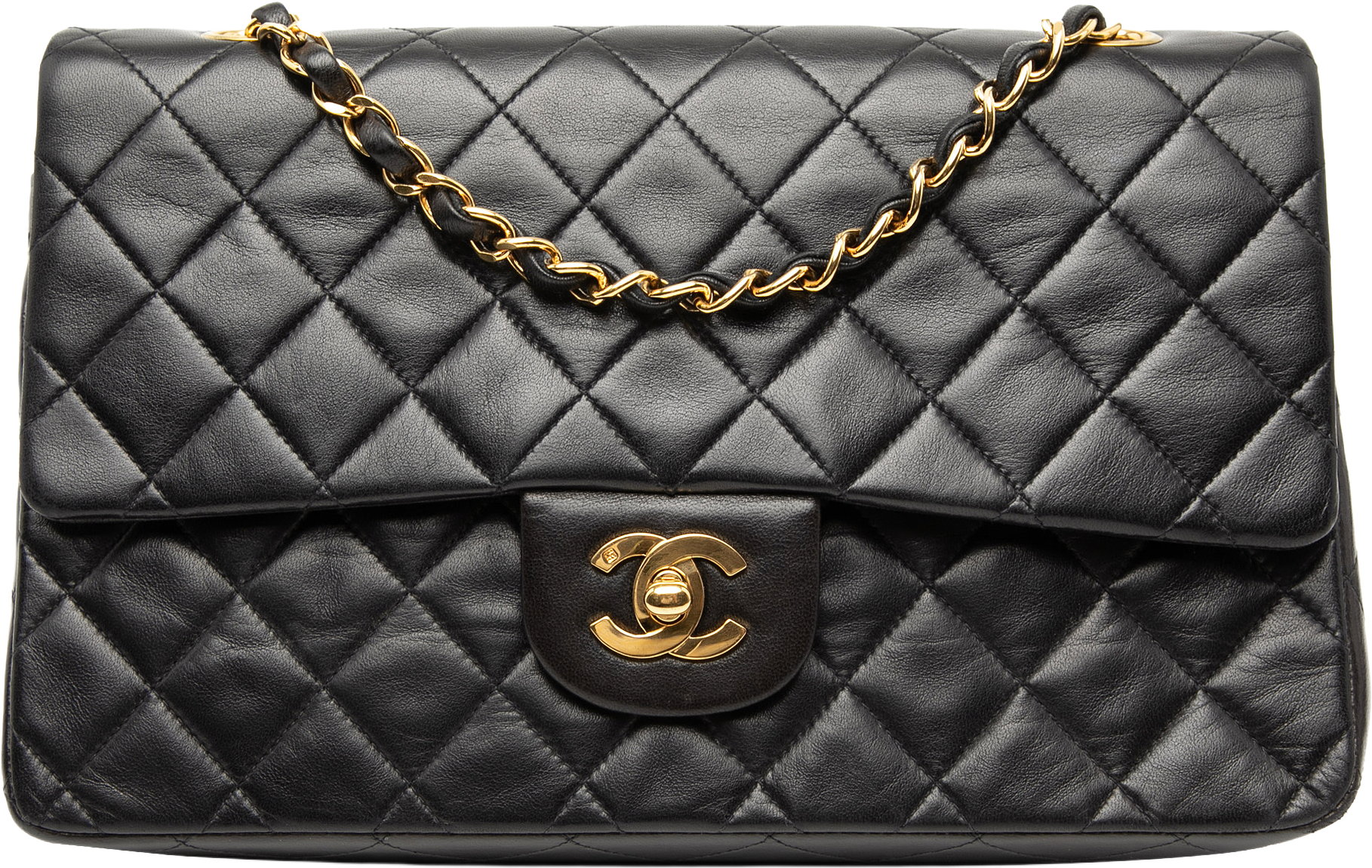 Chanel Medium Classic Lambskin Double Flap, från Luxclusif, i färgen black.