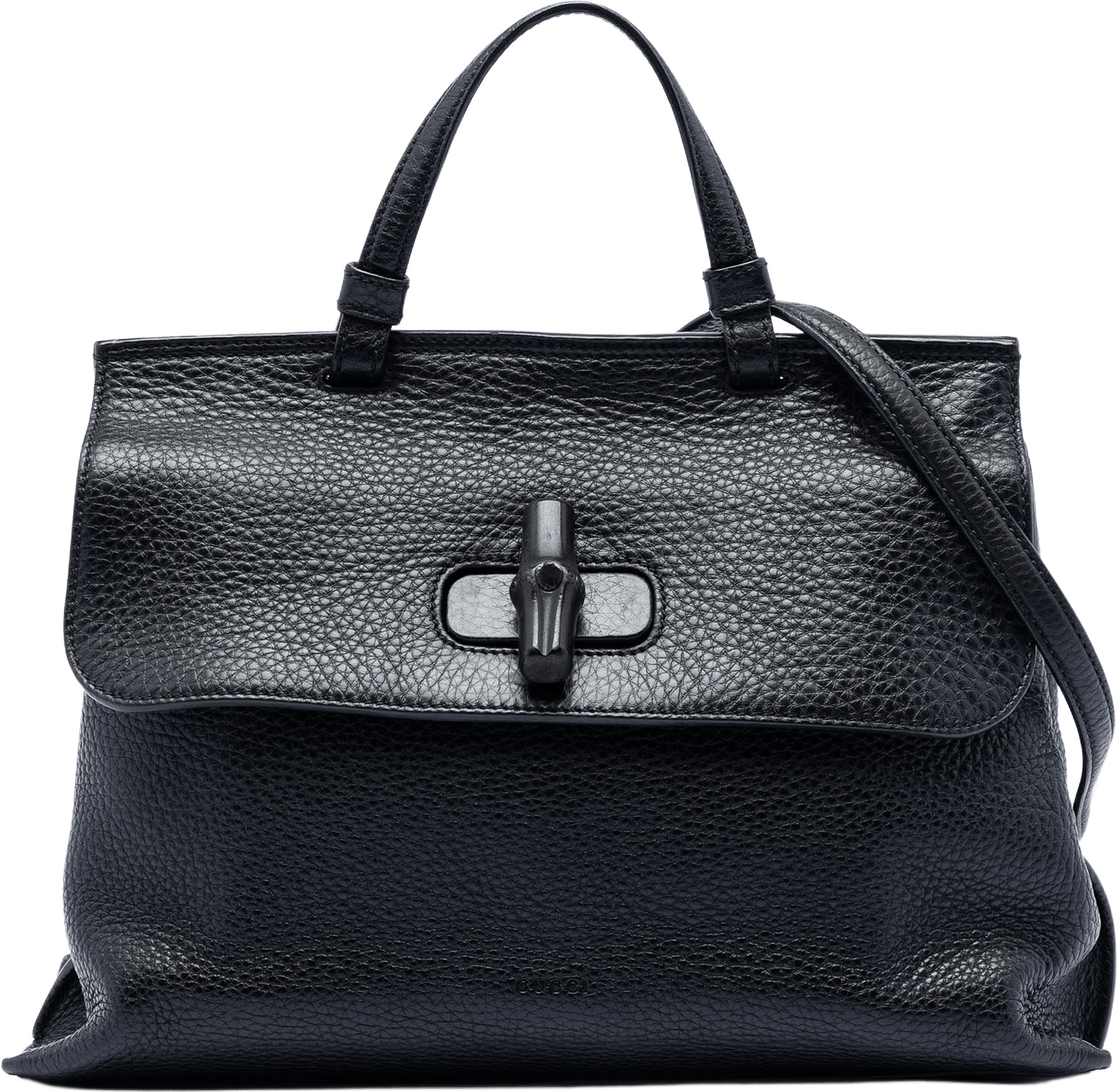 Gucci Medium Leather Bamboo Daily Satchel, från Luxclusif, i färgen black.