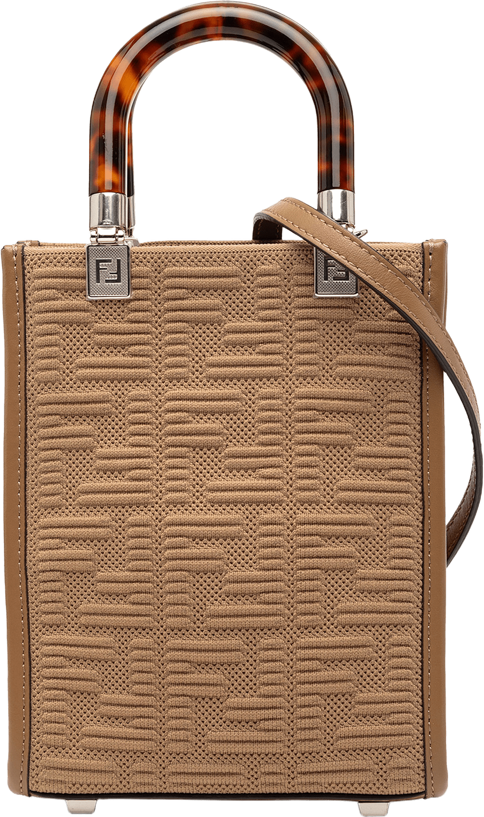 Fendi Mini Zucca Embossed Technical Fabric  Sunshine Shopper Tote, från Luxclusif, i färgen light brown.