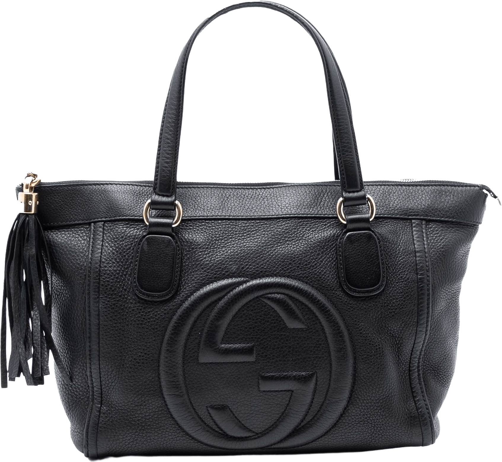 Gucci Small Leather Soho Working Tote, från Luxclusif, i färgen black.