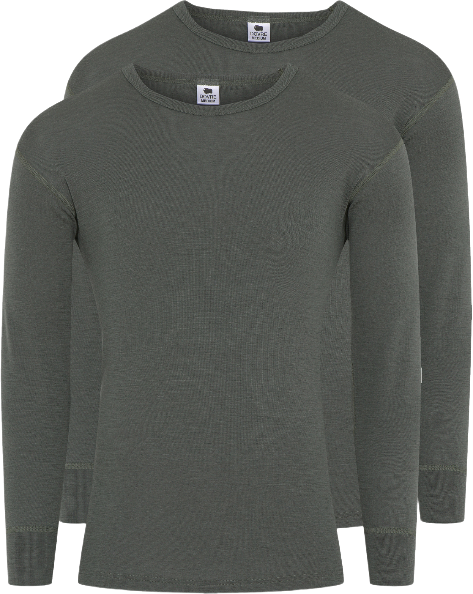 2-pack Långärmade T-shirts | Merinoull | Vit, från Dovre, i färgen green.
