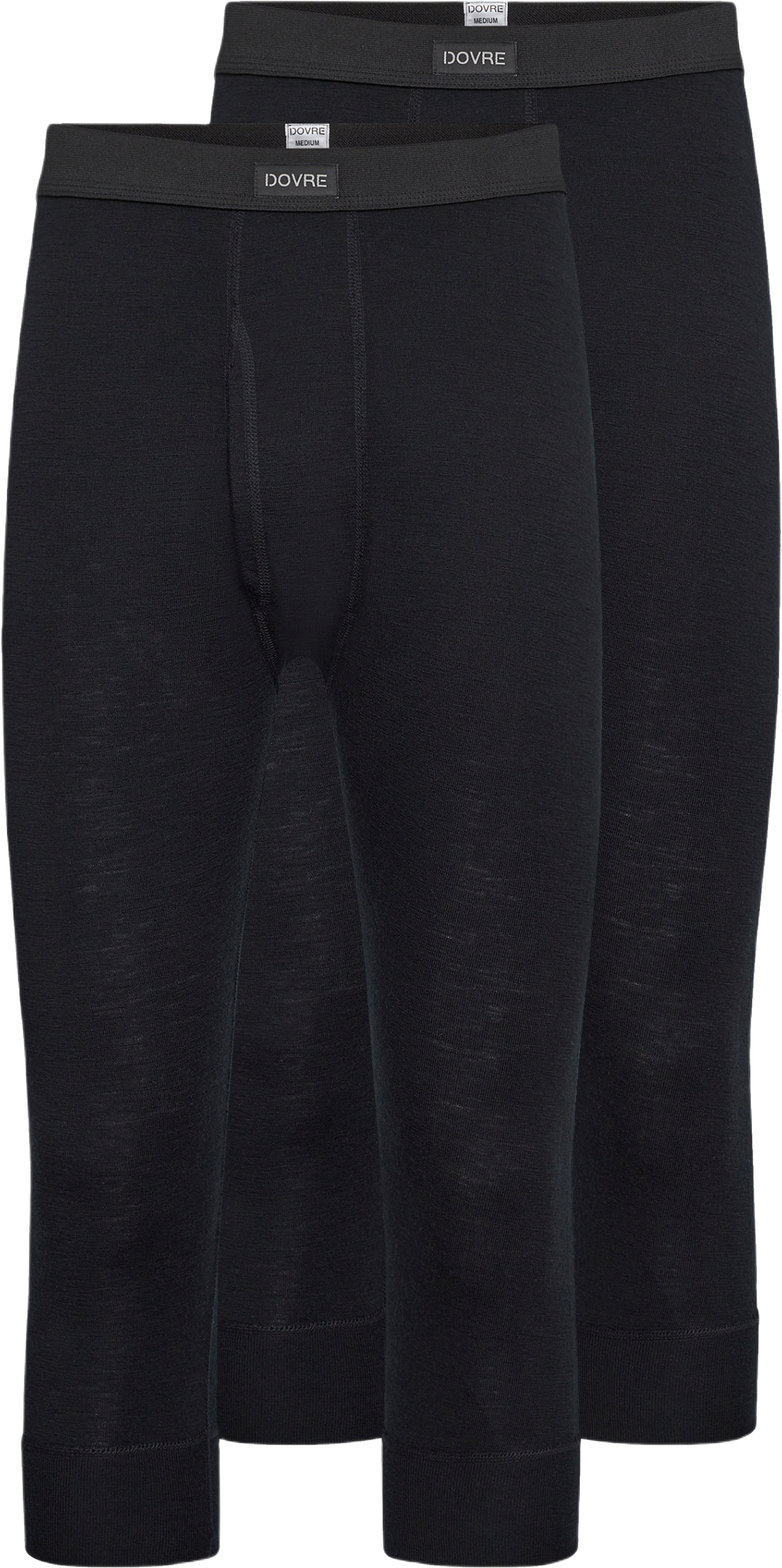 2-pack 3/4 Långkalsonger Med Gylf | 100% Merinoull | Svart