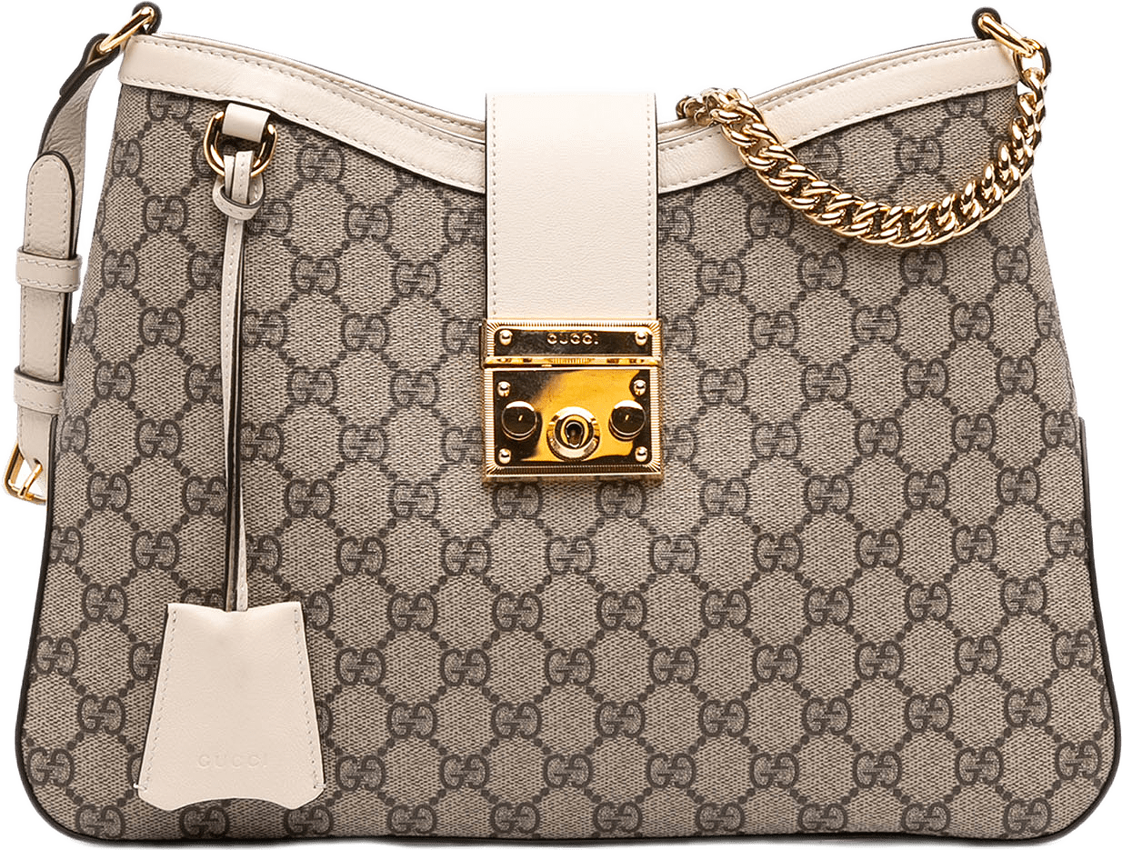 Gucci Medium Gg Supreme Padlock Shoulder Bag, från Luxclusif, i färgen beige.