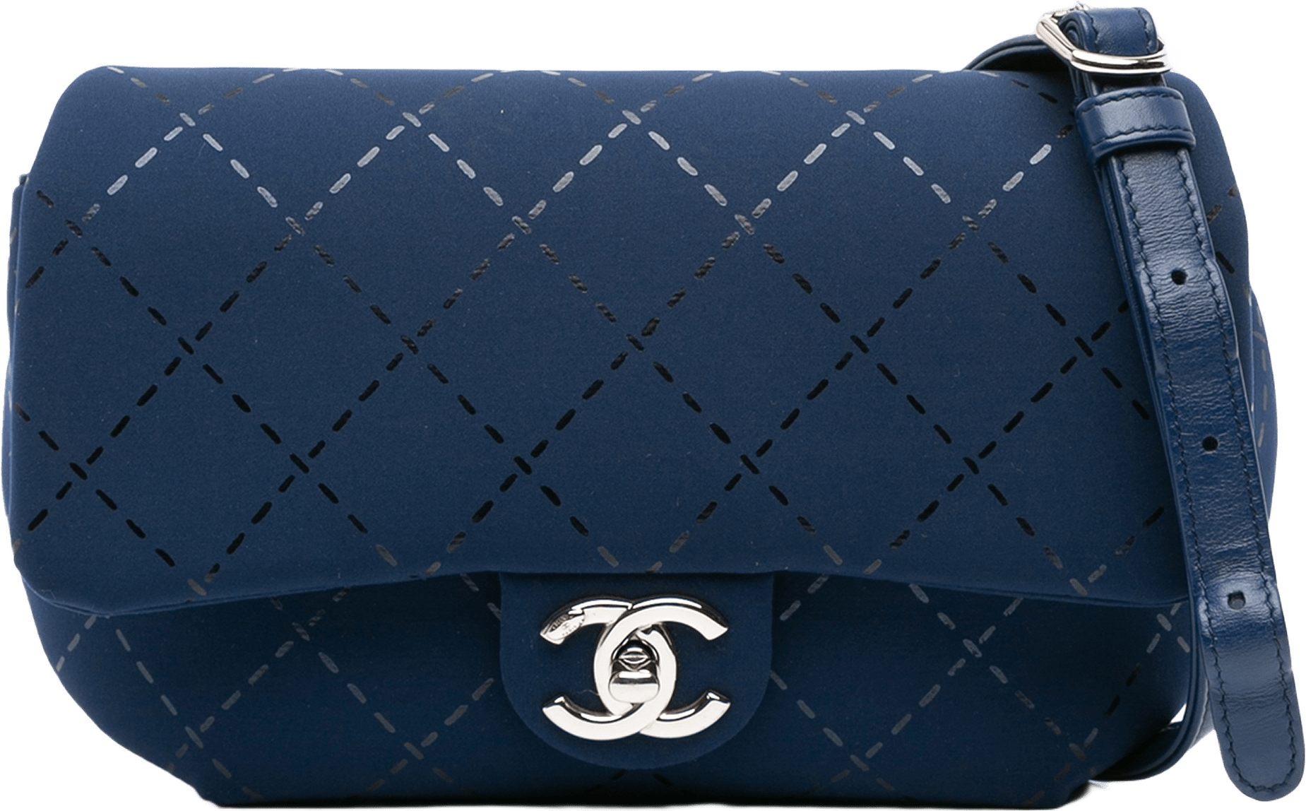 Chanel Classic Jersey Single Flap, från Luxclusif, i färgen blue.