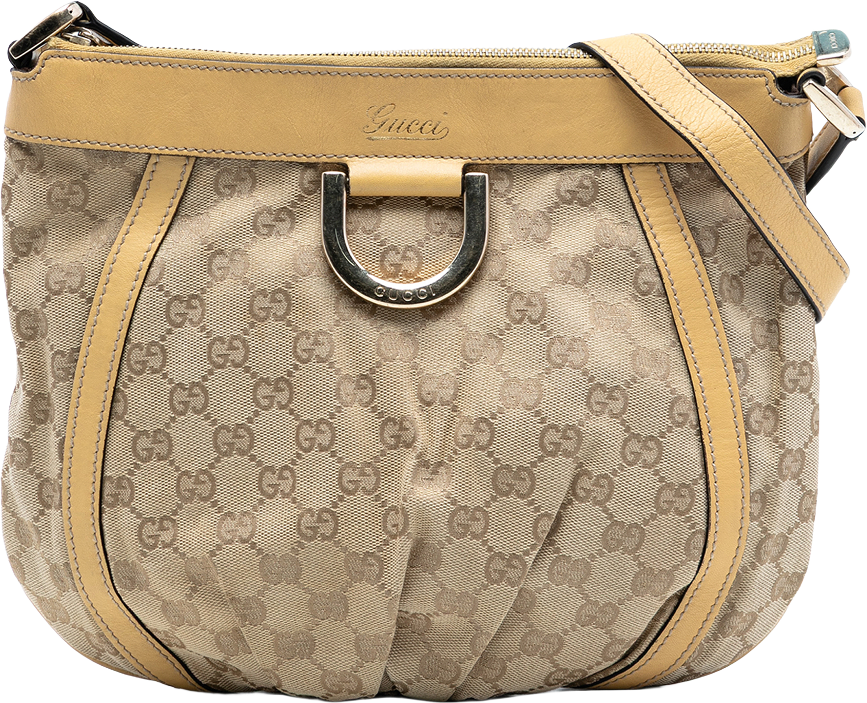 Gucci Gg Canvas Abbey D Ring Crossbody, från Luxclusif, i färgen light beige.
