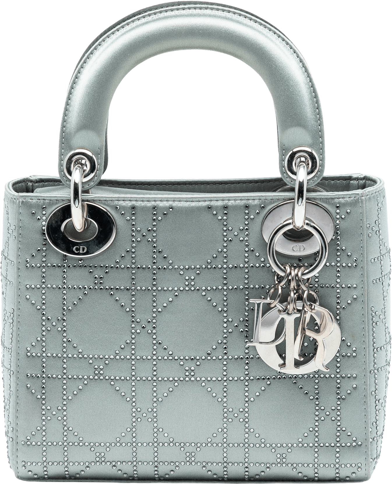 Dior Mini Satin Cannage Strass Crystal Embellished Lady Dior, från Luxclusif, i färgen gray.